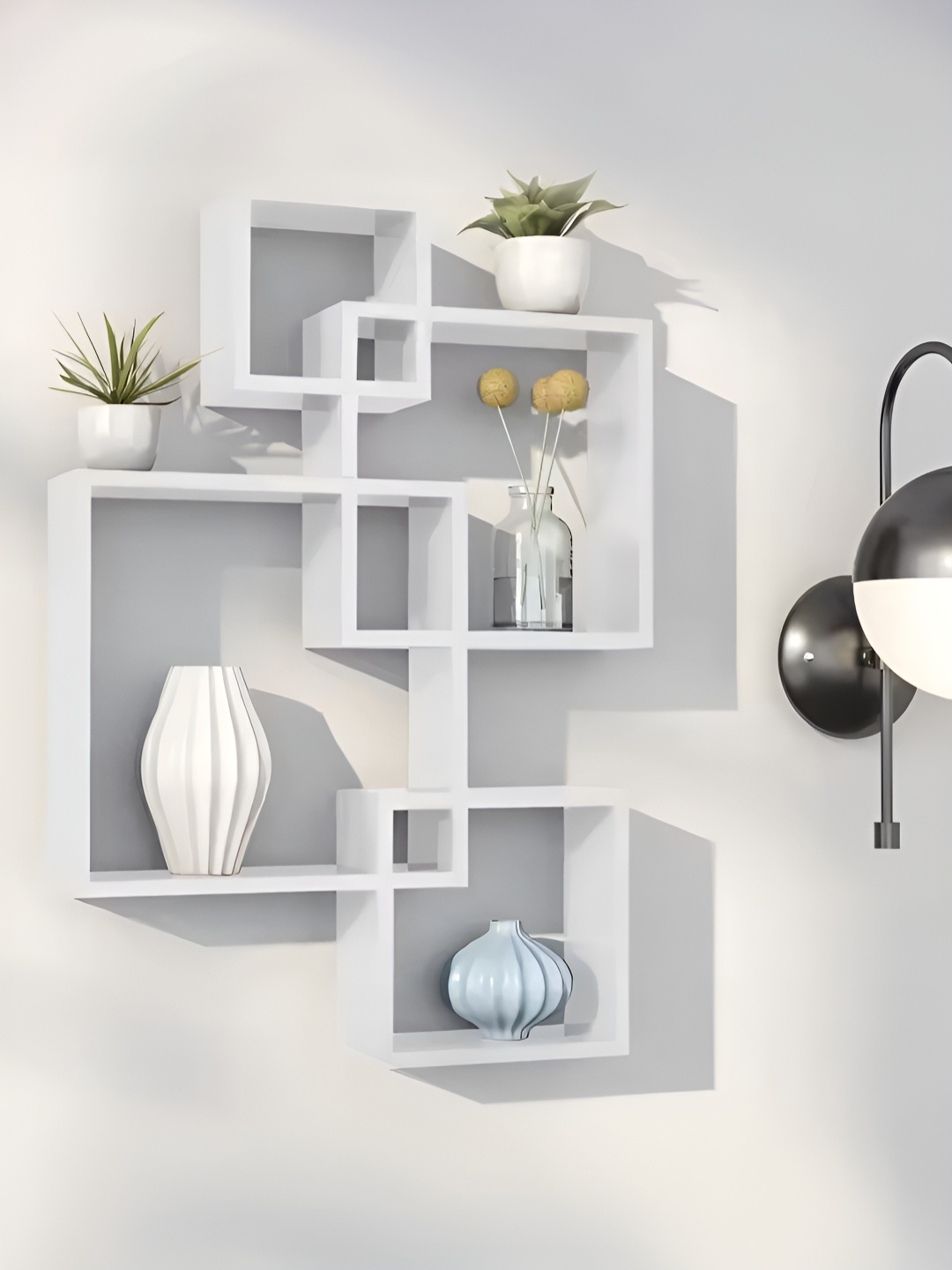 

USHA SHRIRAM White Wood Wall Mounted DIY Book Shelf