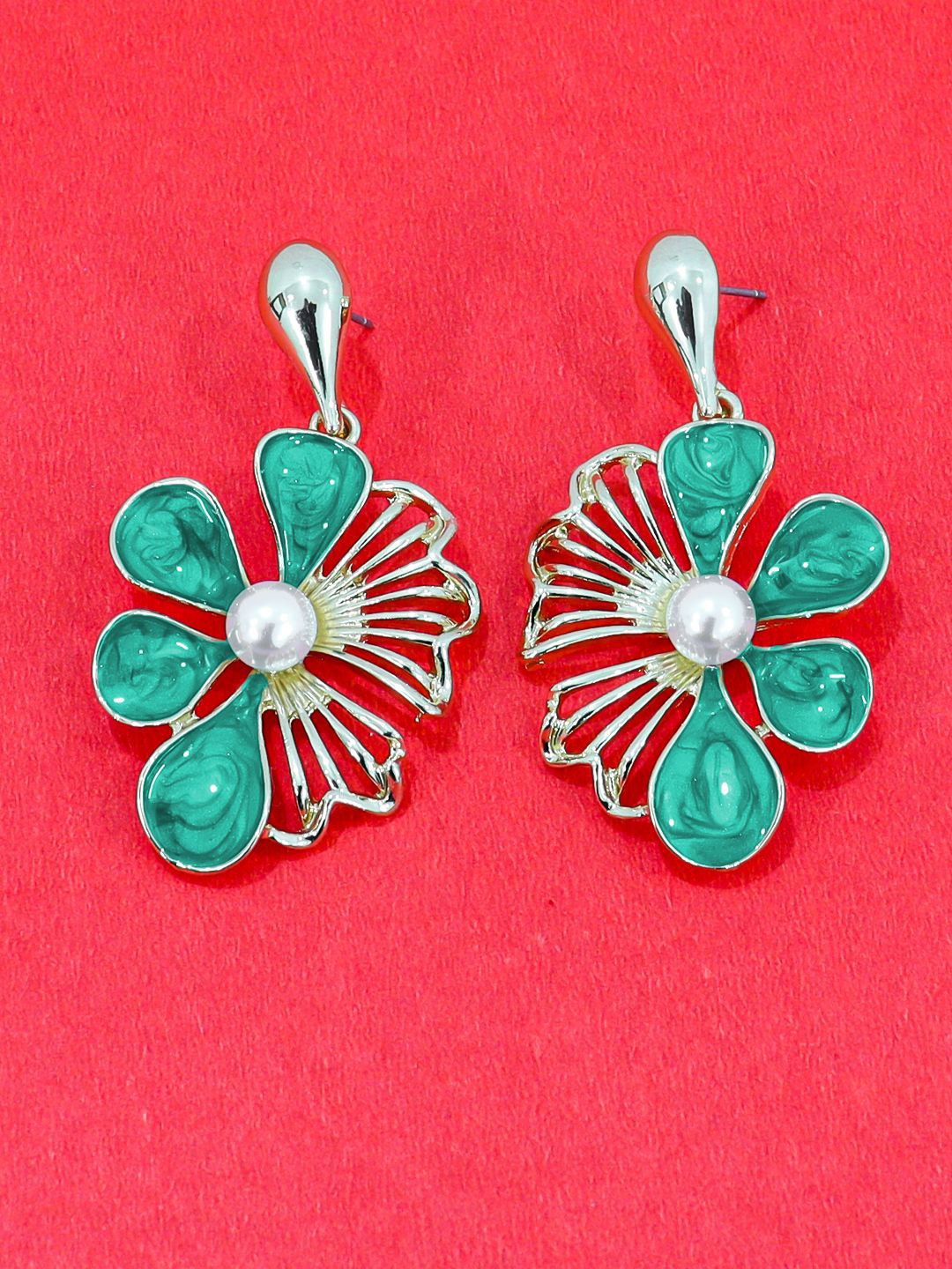 

FIMBUL Floral Drop Earrings, Green