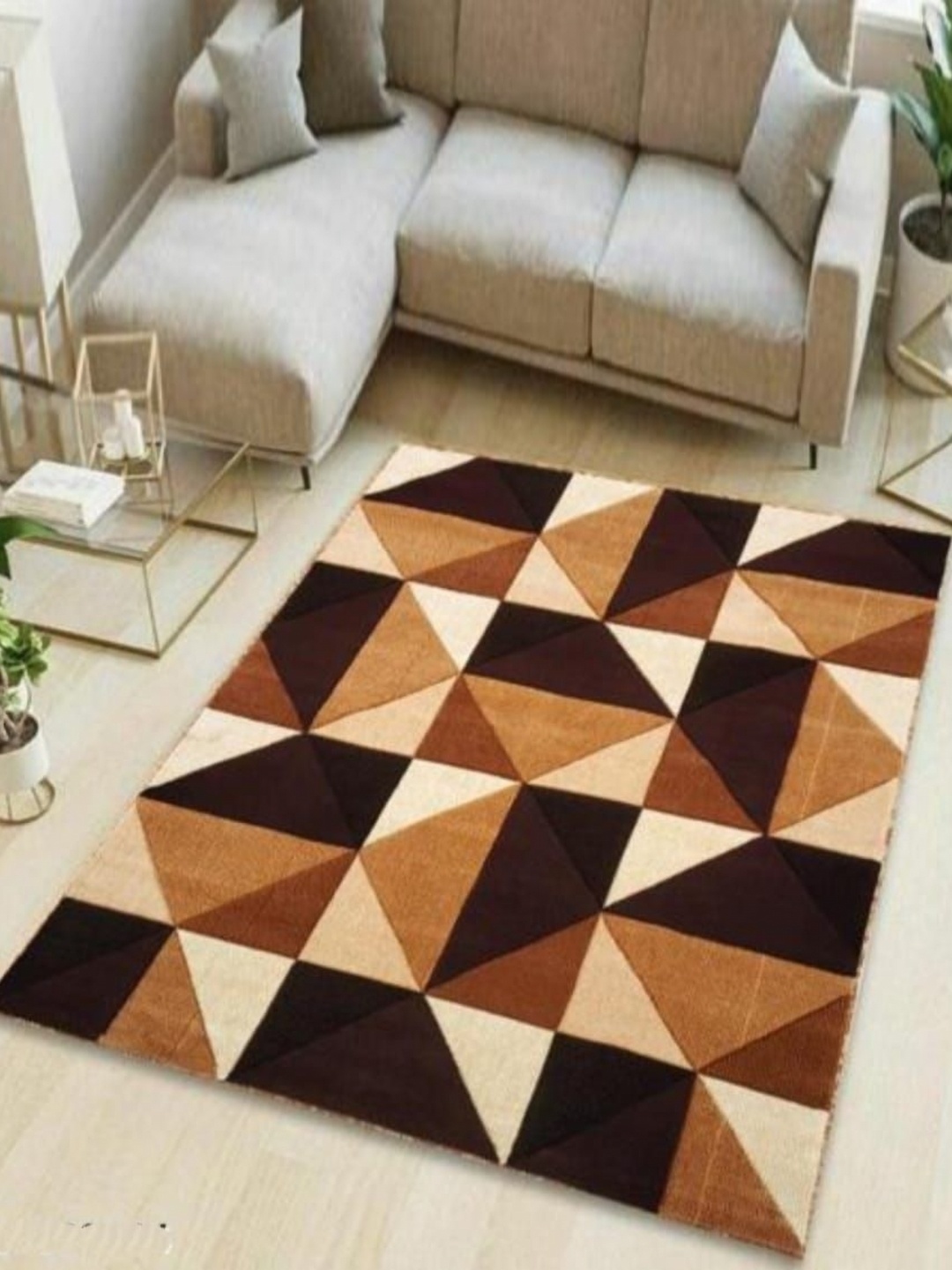 

Samjeeda Handloom carpets Black Geometric Anti-Skid Polyester Carpet