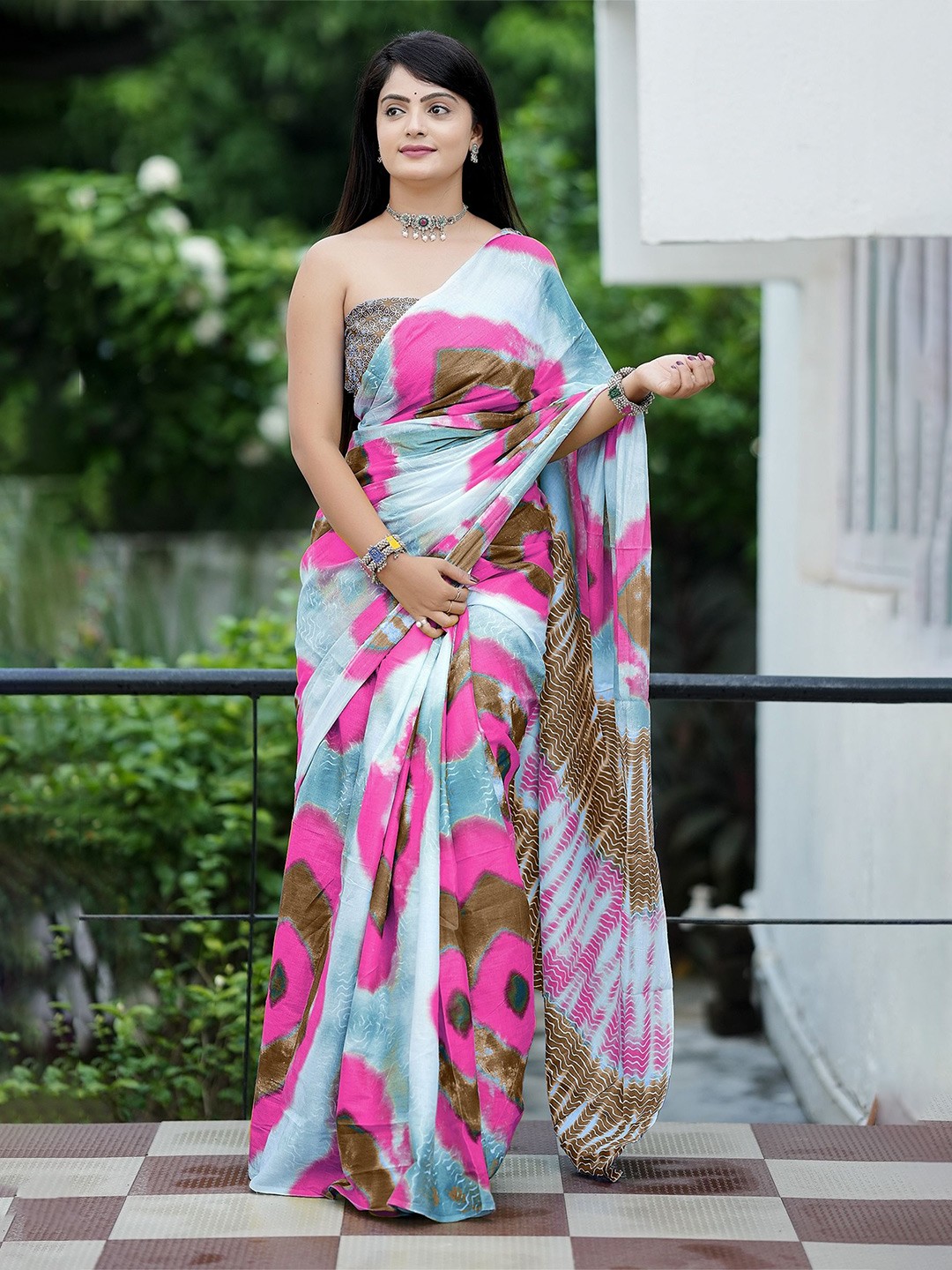 

HERE&NOW Women Pure Cotton Bhagalpuri Saree, Pink