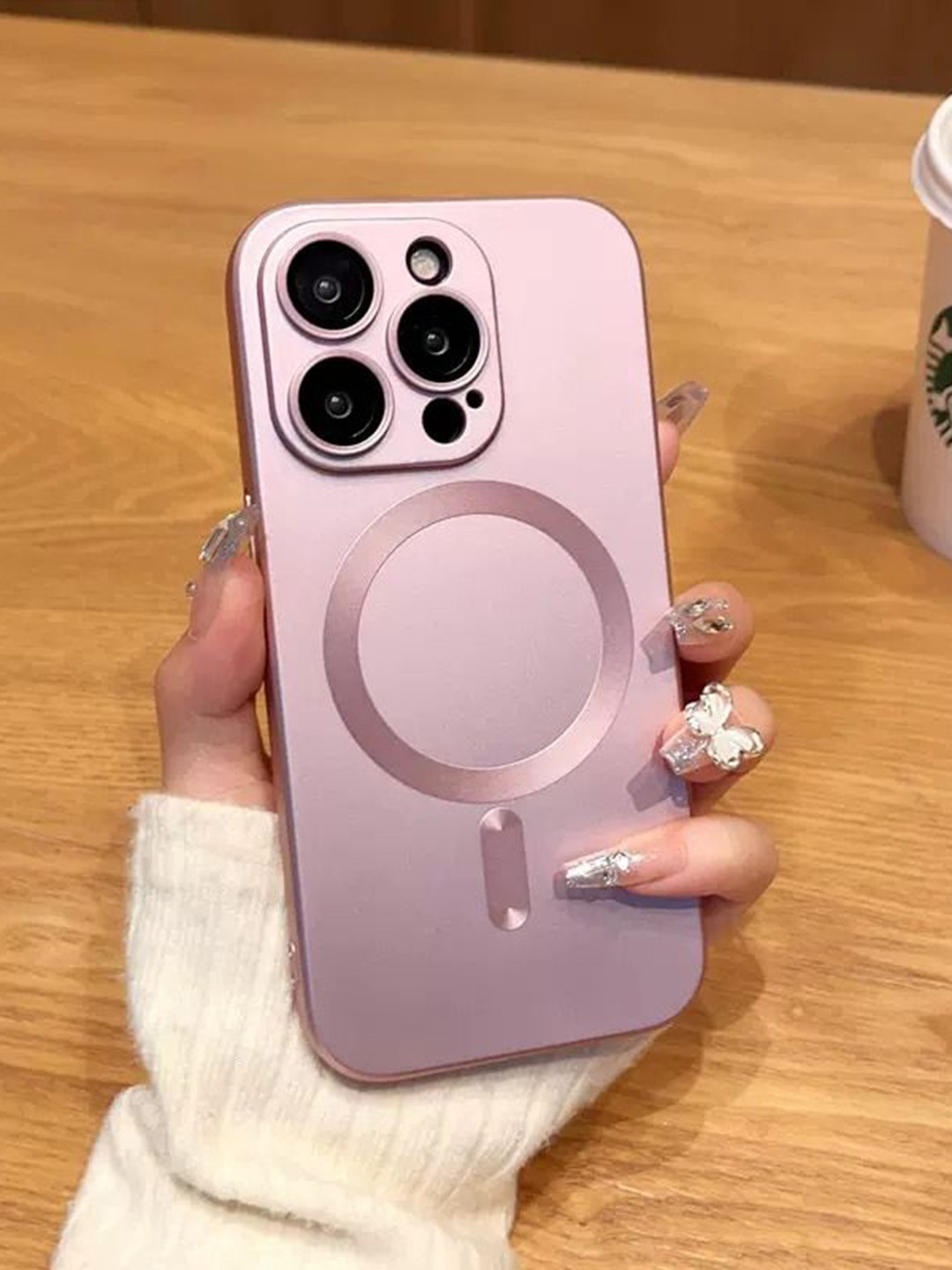 

Luxury Kase Solid Printed iPhone 13 Pro Back Case Mobile Accessories, Rose gold