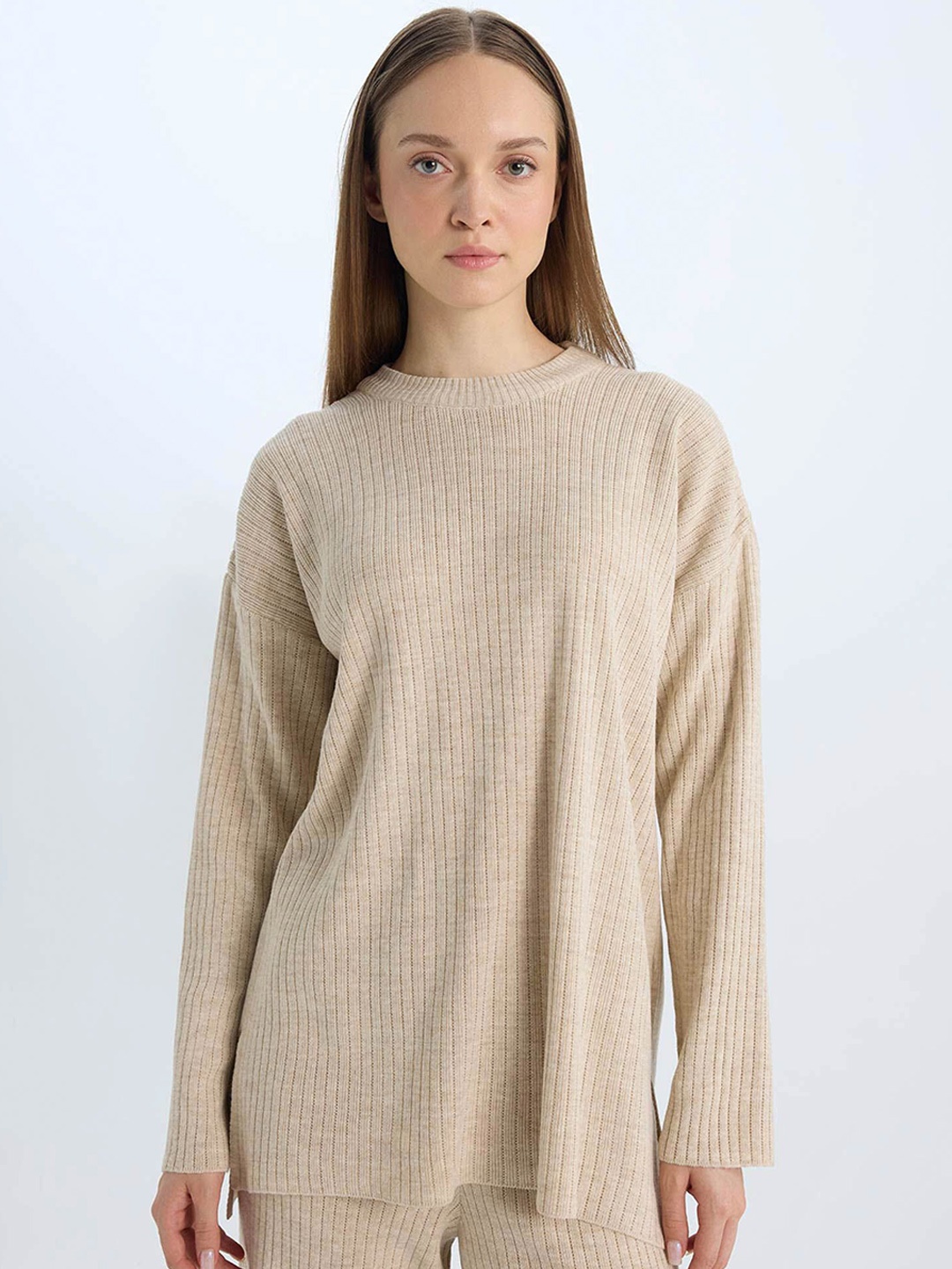 

DeFacto Knitted Pullover, Beige