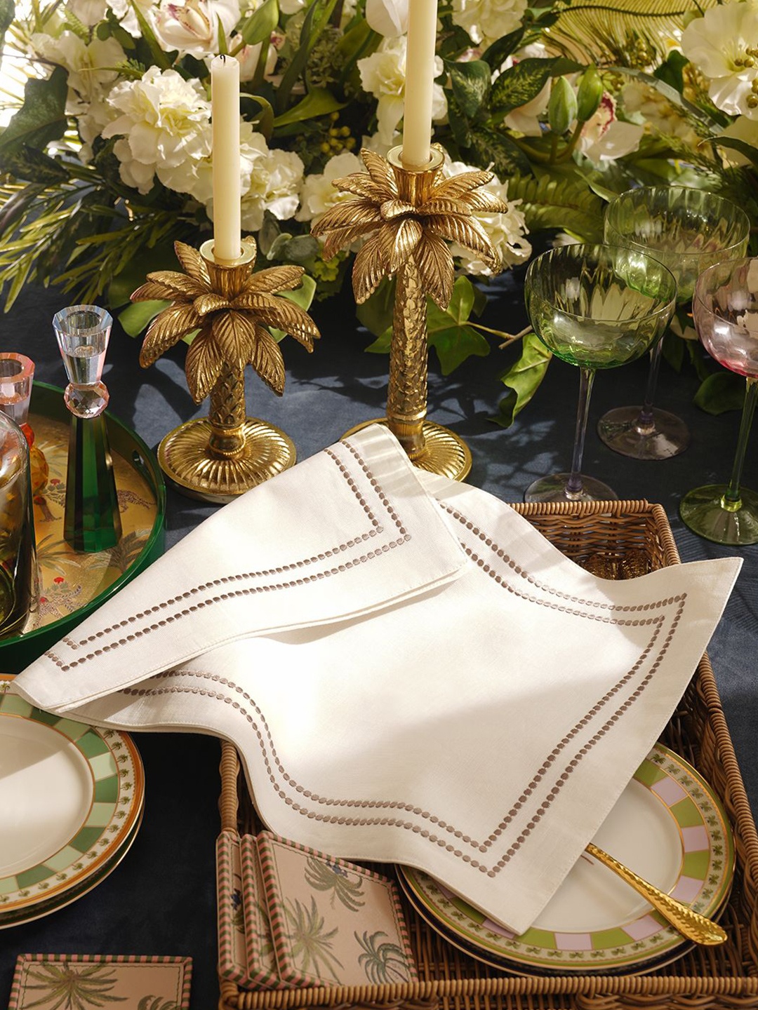 

Pure Home and Living 2-Pcs Grey & White Embroidered Table Placemats