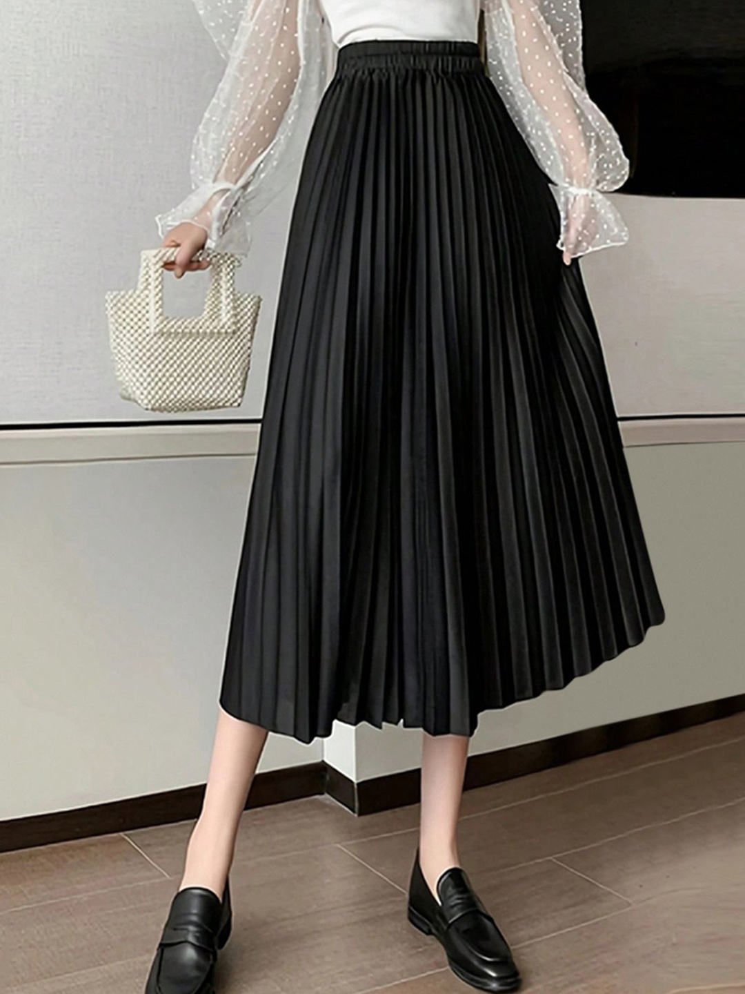 

StyleCast Pleated Midi Skirt, Black