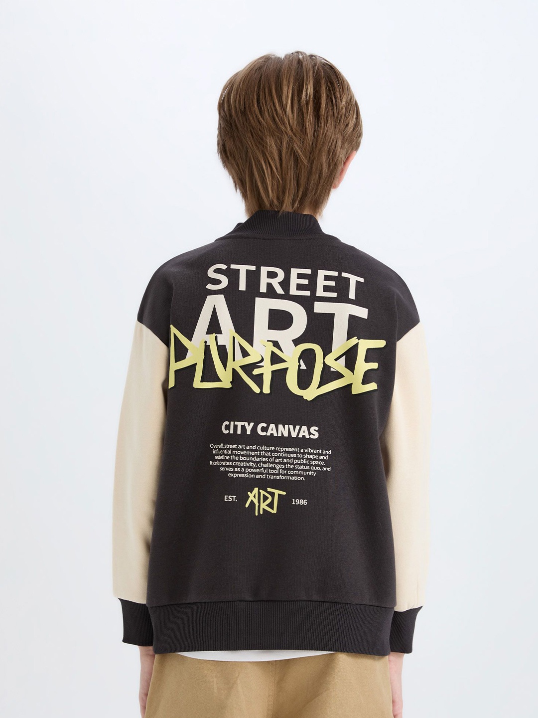 

DeFacto Boys Typography Printed Cardigan, Brown