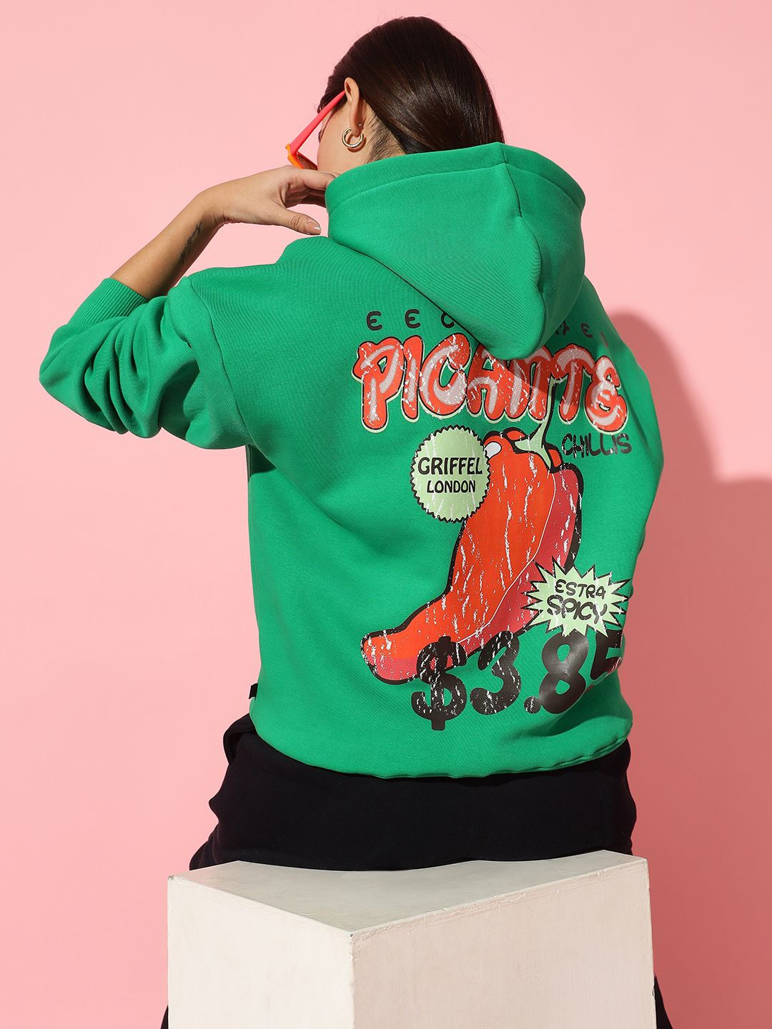 

GRIFFEL Women Typography Printed Sweatshirt, Green