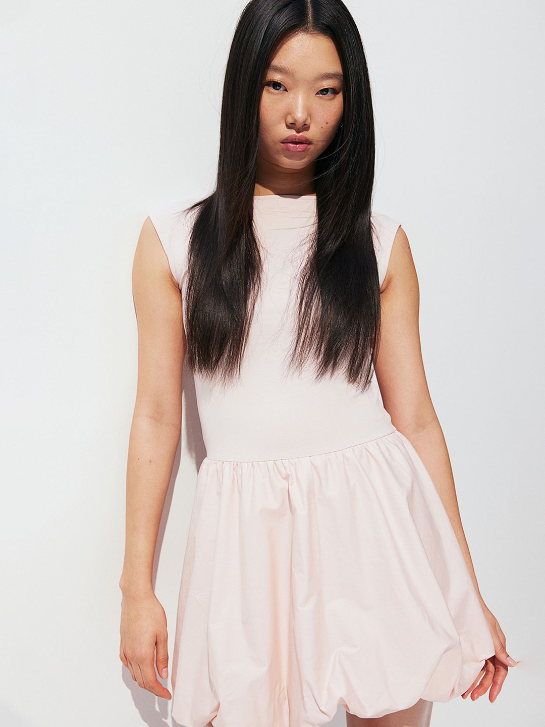 

H&M Bubble-Hem Dress, Pink