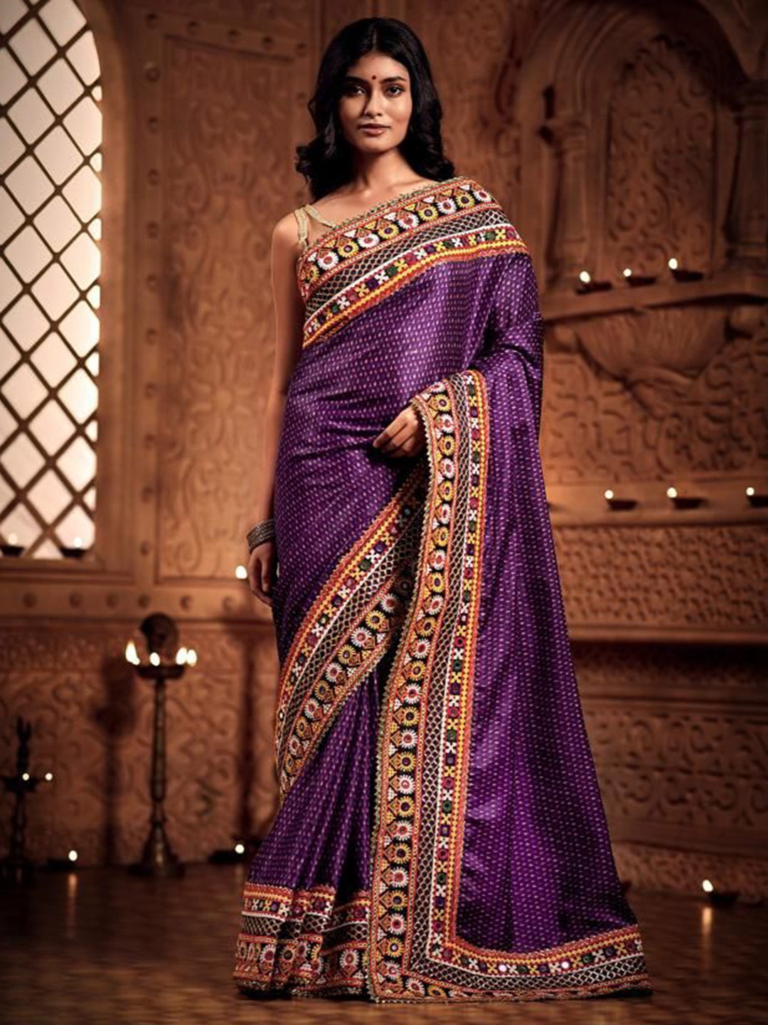 

House of Deepthi Woven Design Zari Silk Blend Tussar Saree, Purple