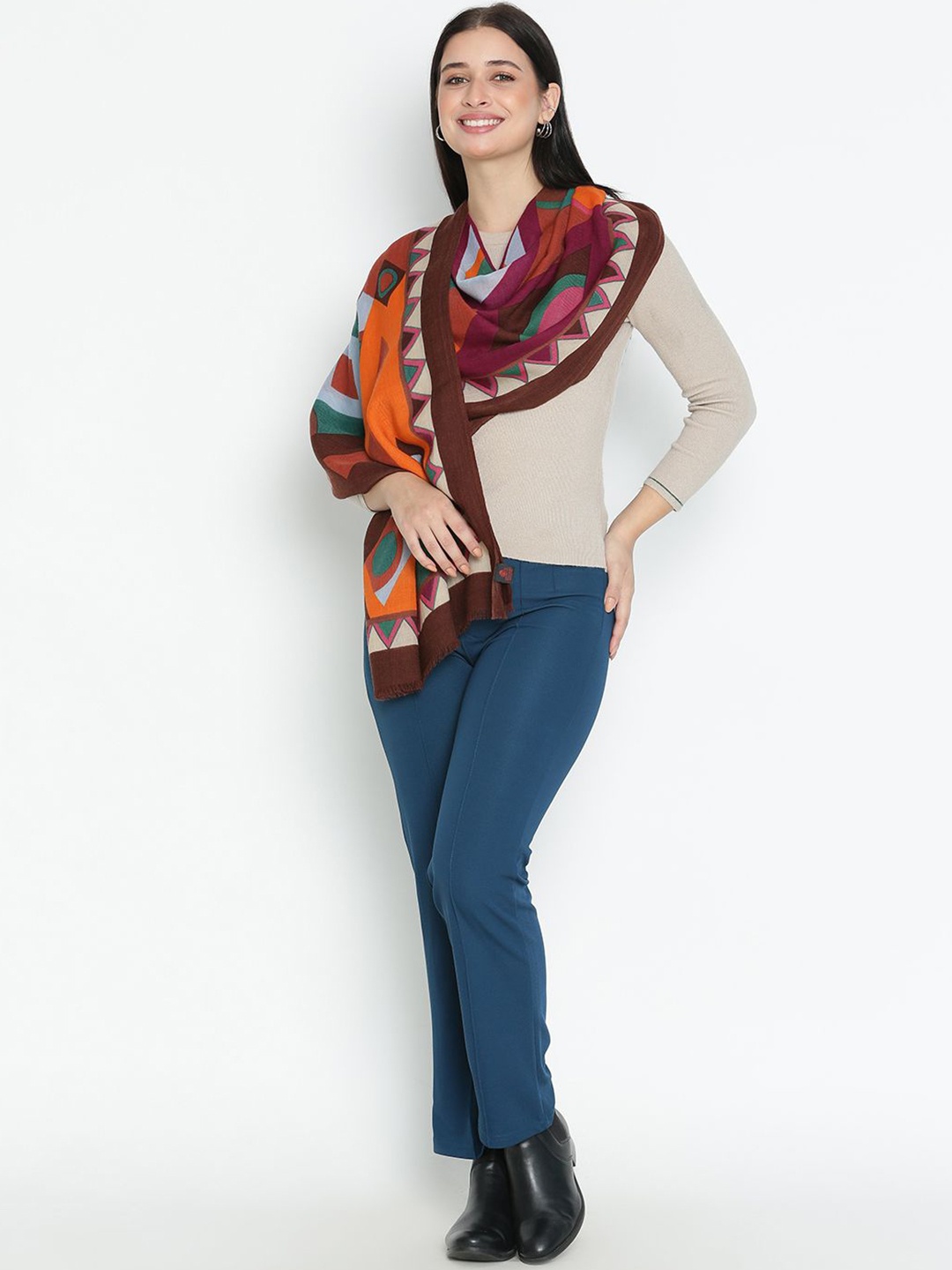 

Tiara Women Geometric Printed Shawl, Maroon