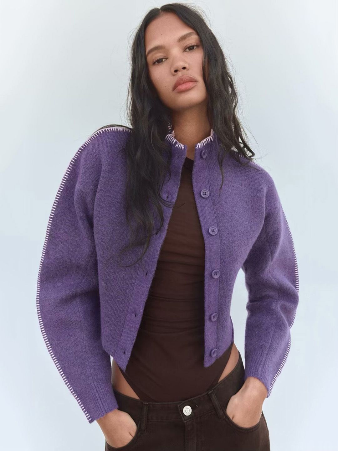 

StyleCast Women Turtle Neck Cardigan, Purple