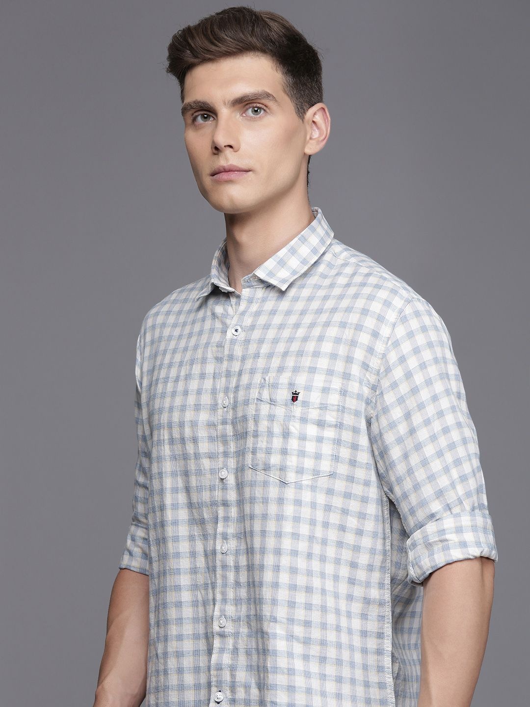 

Louis Philippe Sport Slim Fit Gingham Checks Shirt, White