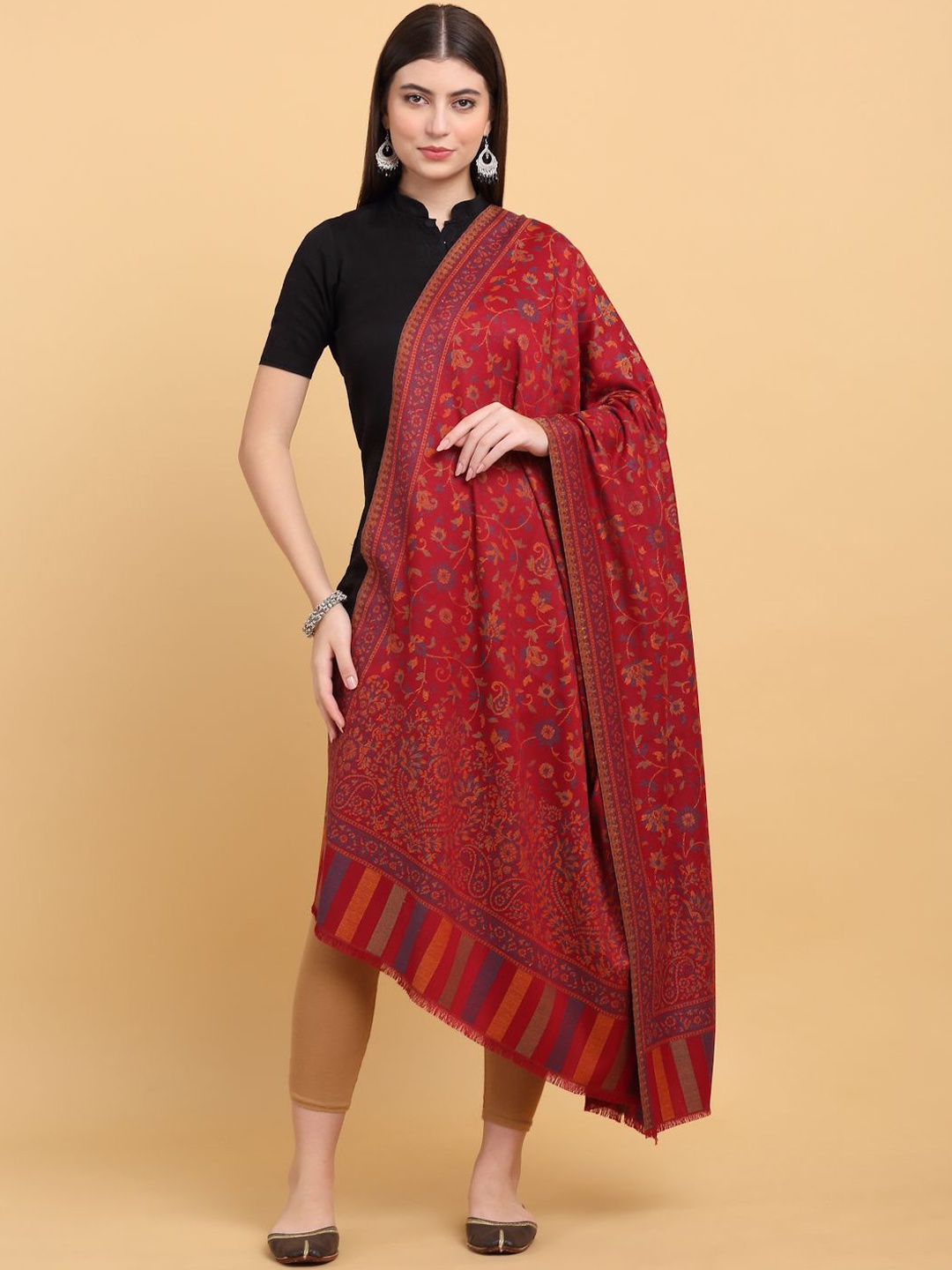 

KRAFT INDIA Women Paisley Printed Shawl, Maroon