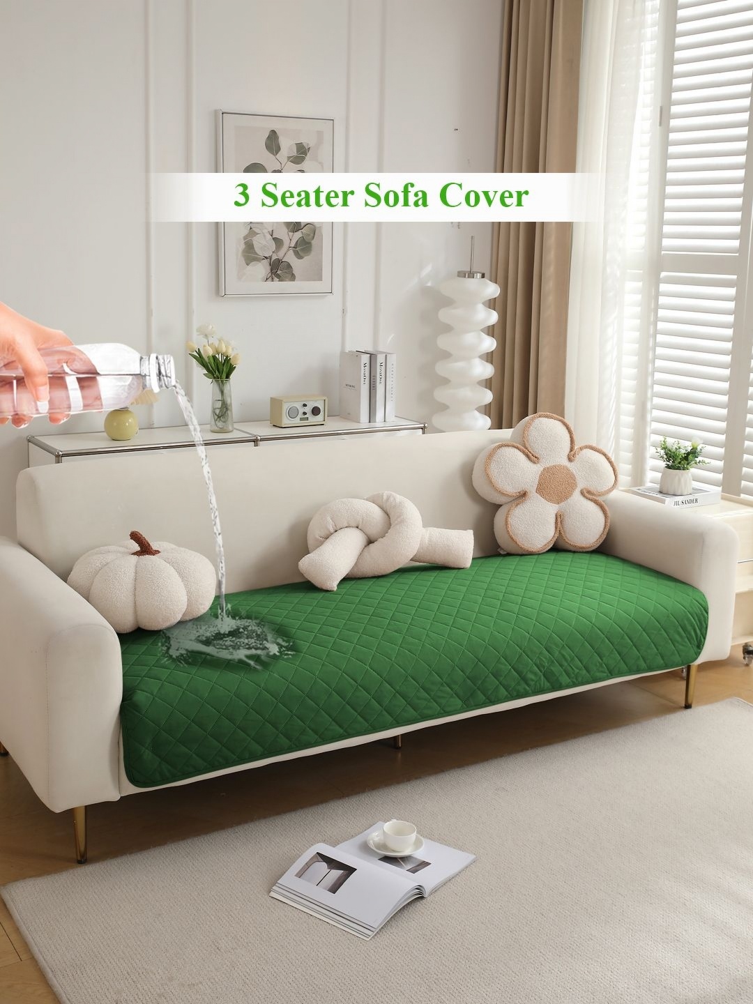 

HOKIPO Green Polyester 1 Piece Sofa Cover