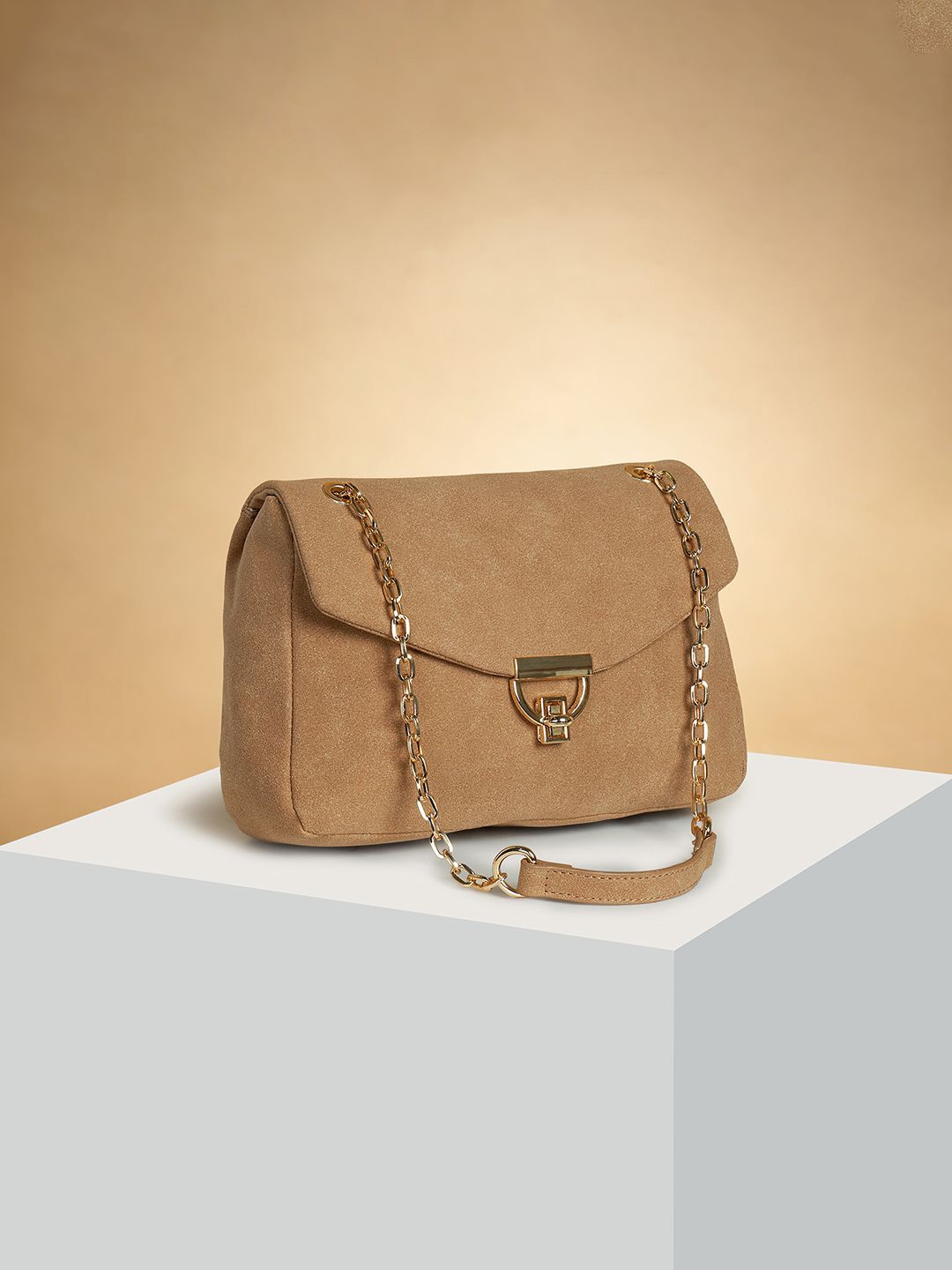

Forever Glam by Pantaloons PU Structured Sling Bag, Beige