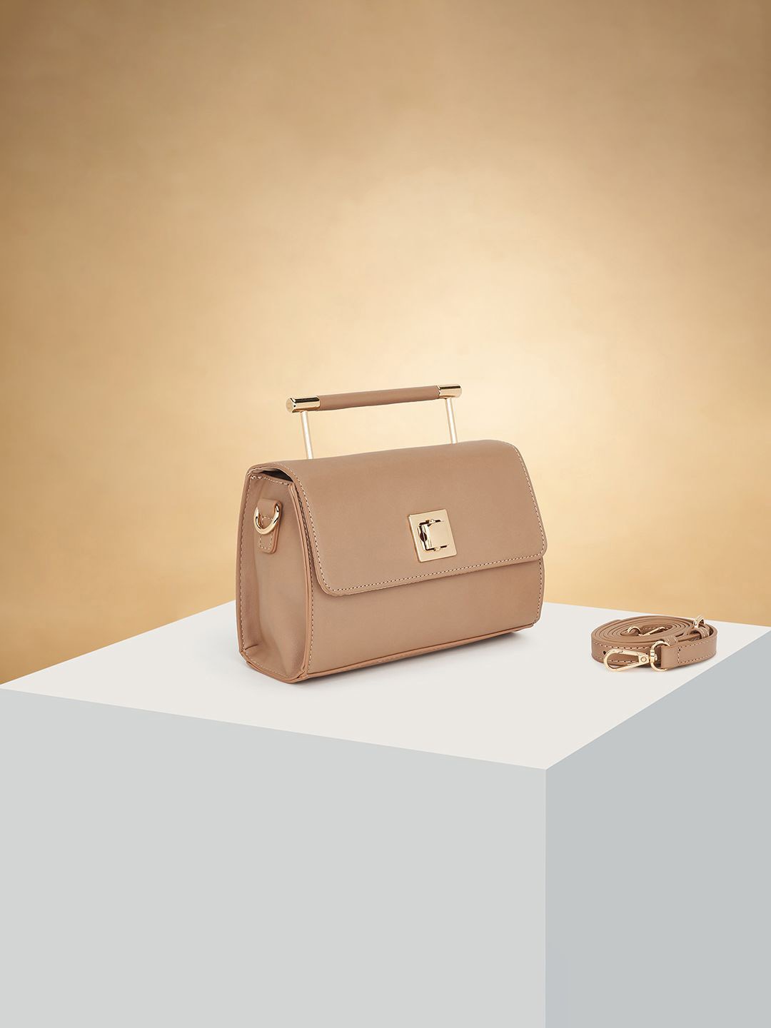 

Forever Glam by Pantaloons PU Swagger Shoulder Bag with Cut Work, Beige