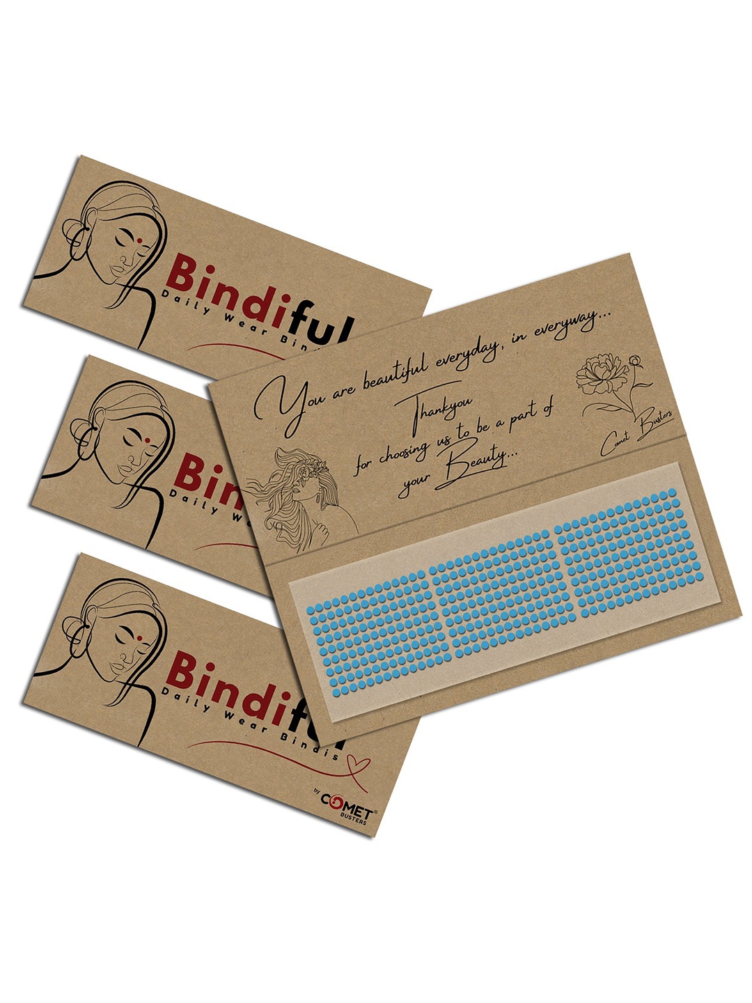 

Comet Busters Bindiful Set Of 3 Daily Wear Traditional Bindis- Turquoise Blue