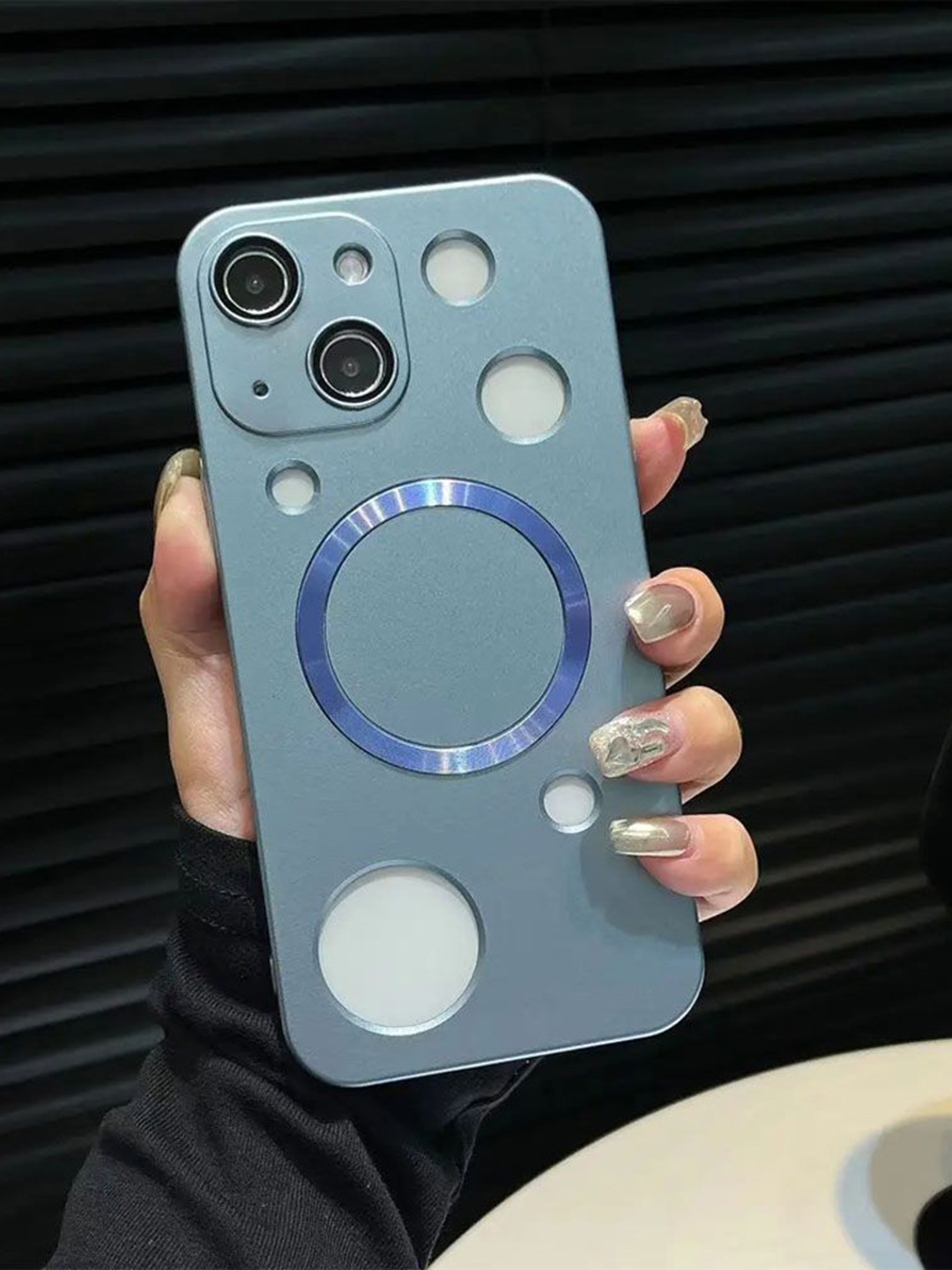 

Luxury Kase Solid Printed iPhone 13 Back Case Mobile Accessories, Blue