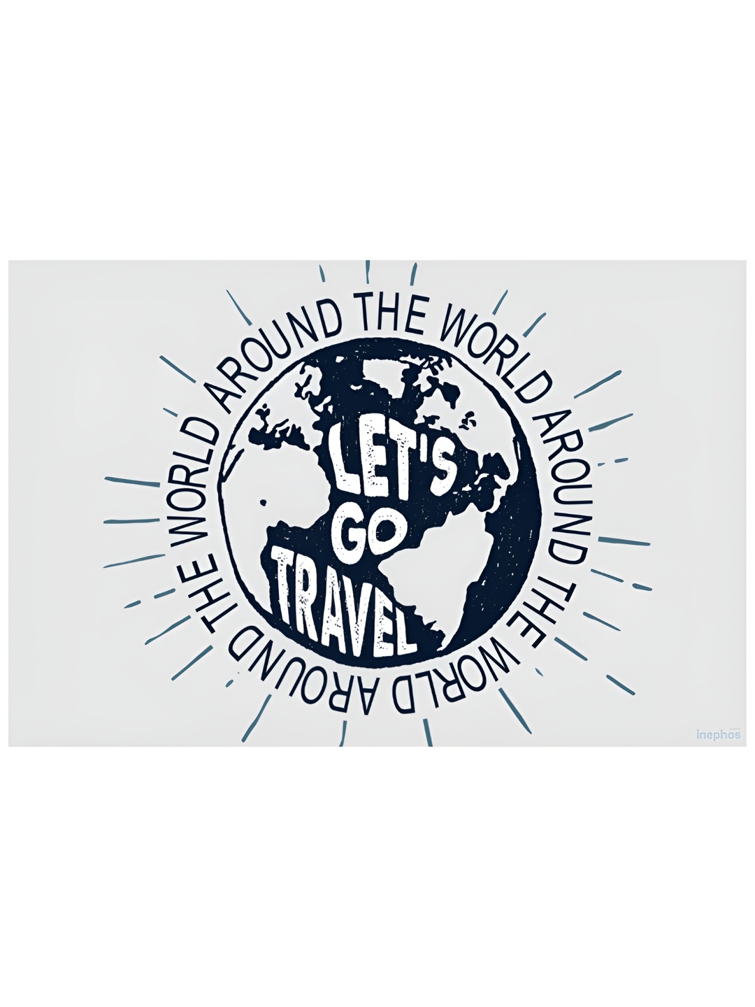 

Inephos Blue & Off White Lets Go Travel Inspirational Vinyl Poster