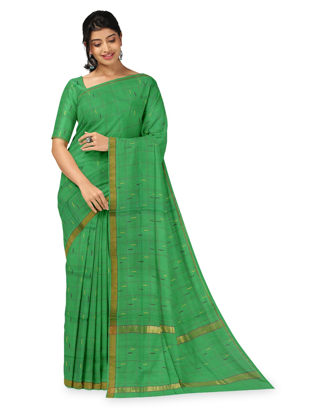 

APCO Woven Design Zari Pure Cotton Saree, Green
