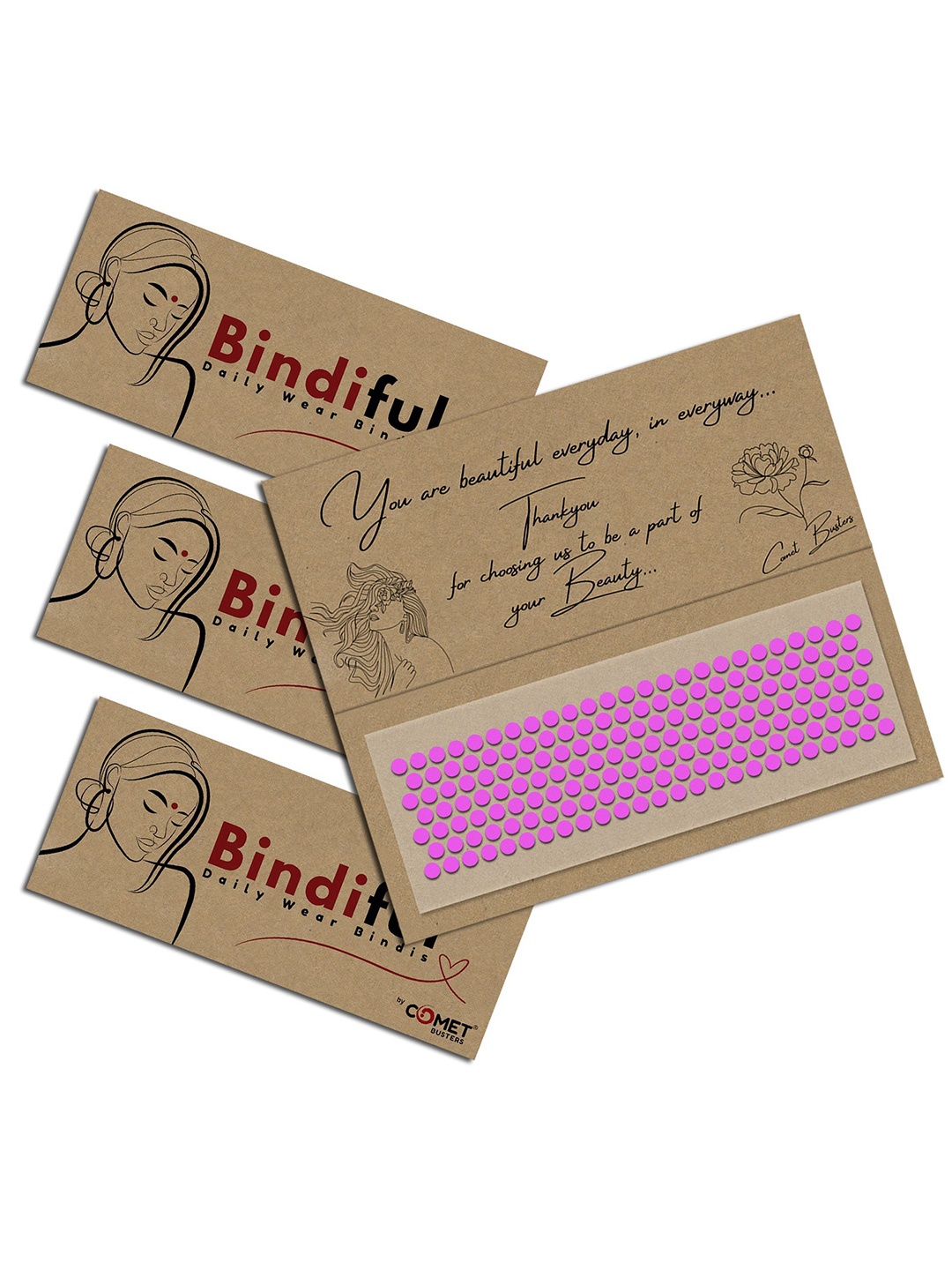 

Comet Busters Bindiful Set Of 3 Traditional Bindis - Light Pink