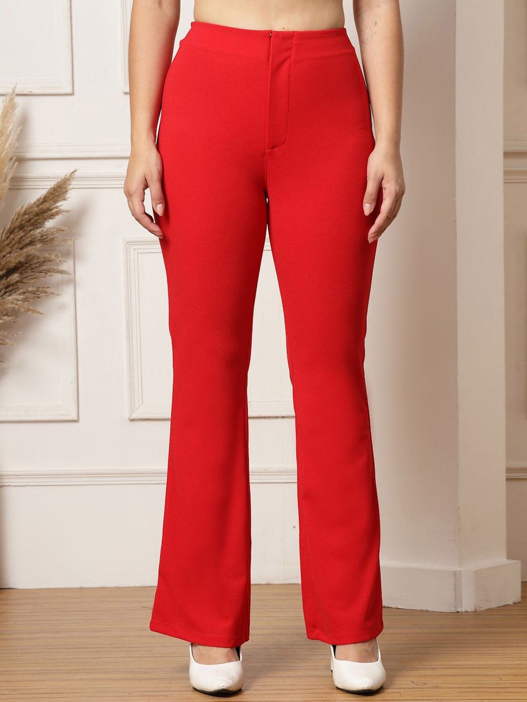 

aayu Women Relaxed High-Rise Trousers, Red