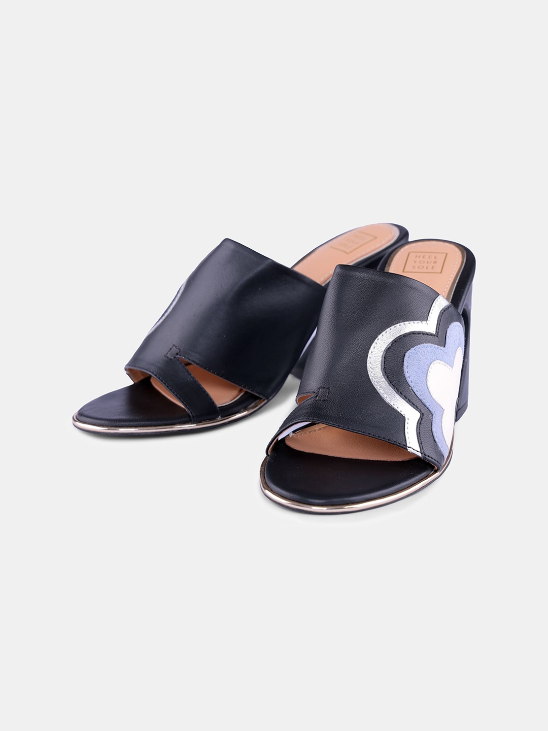 

HEEL YOUR SOLE Women Leather Block Heel Peep Toes, Black