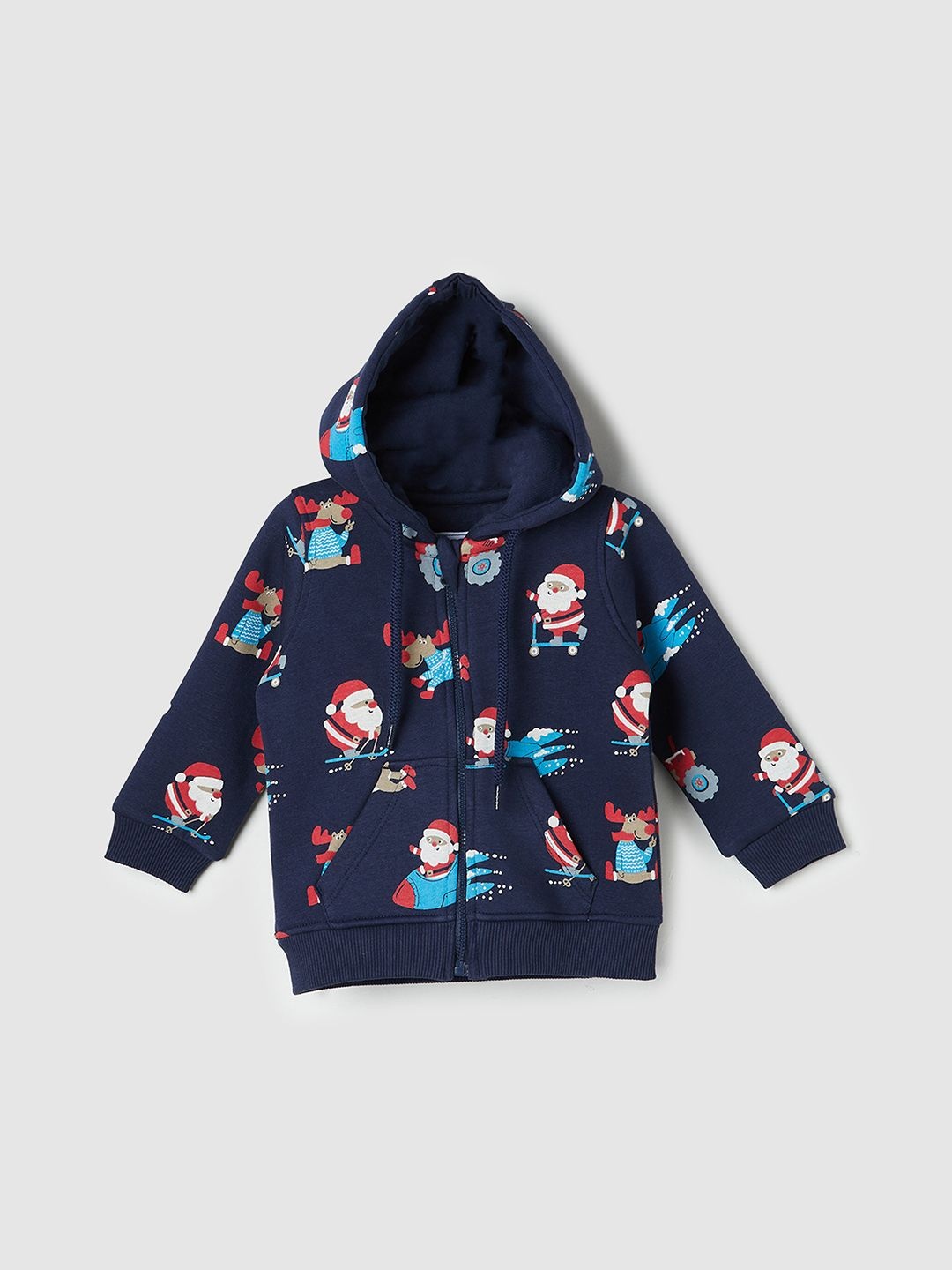 

max Boys Printed Hooded Cotton Sweatshirt, Navy blue