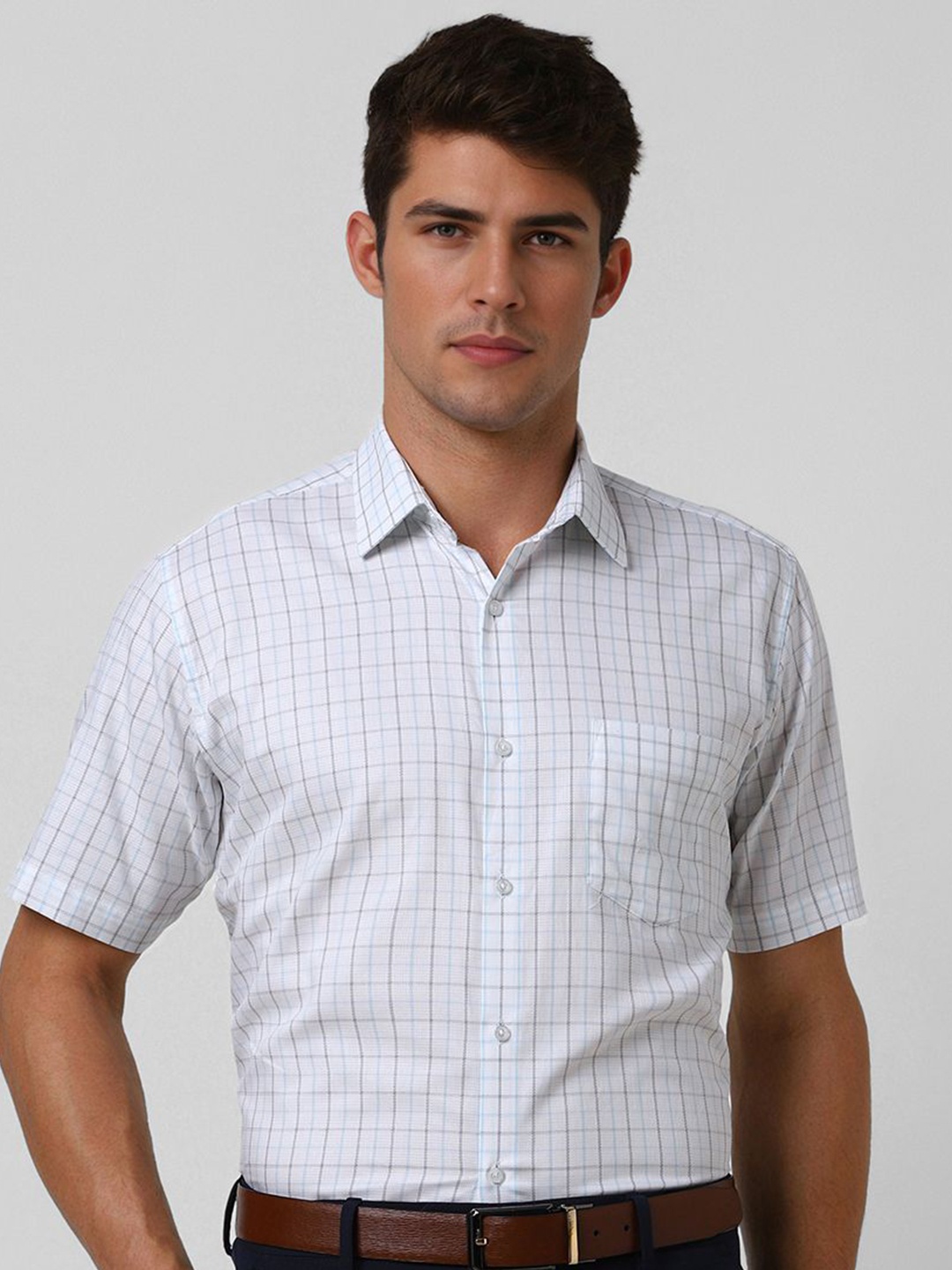 

Van Heusen Men Opaque Checked Formal Shirt, White