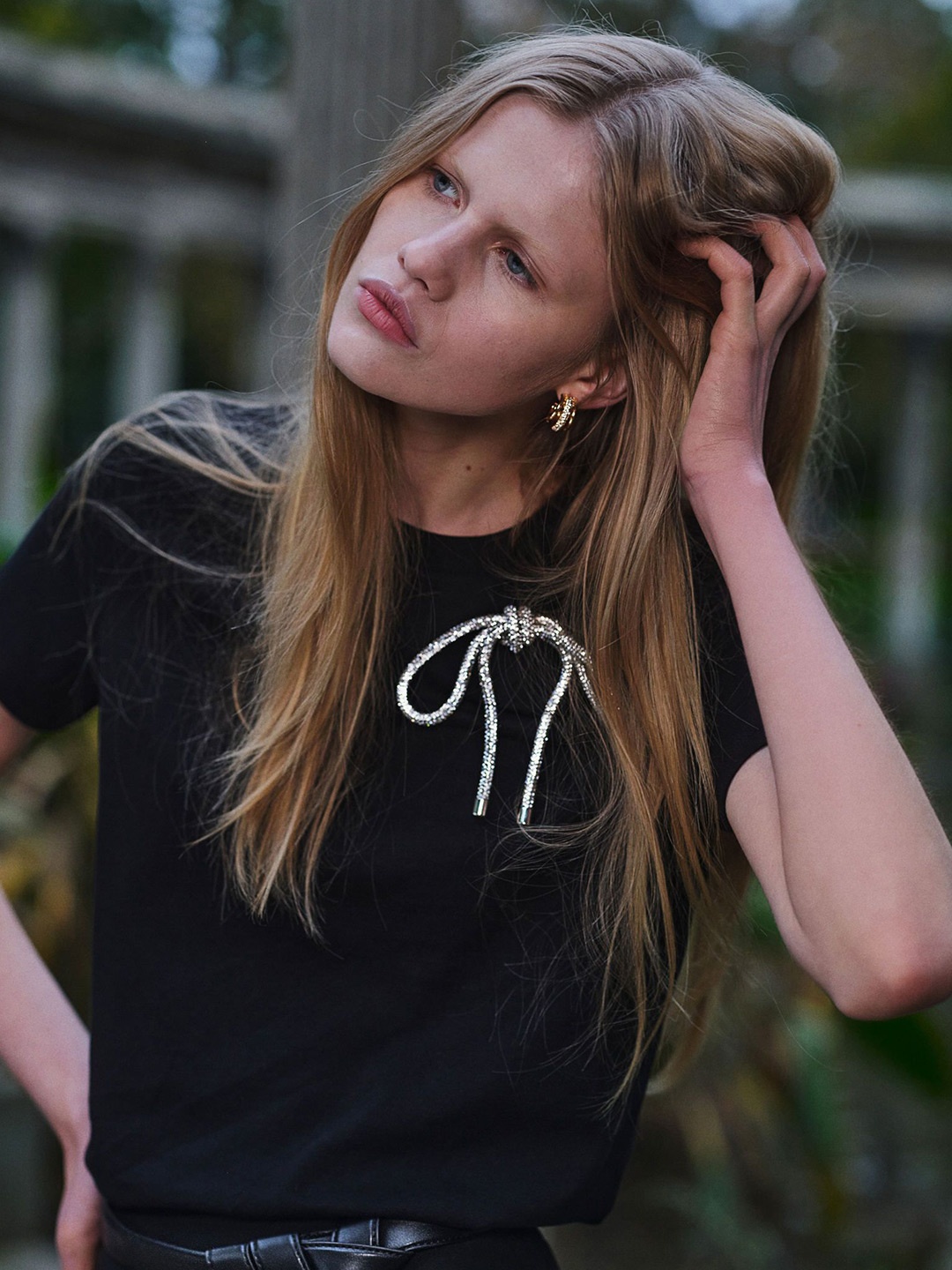 

H&M Embellished T-Shirt, Black