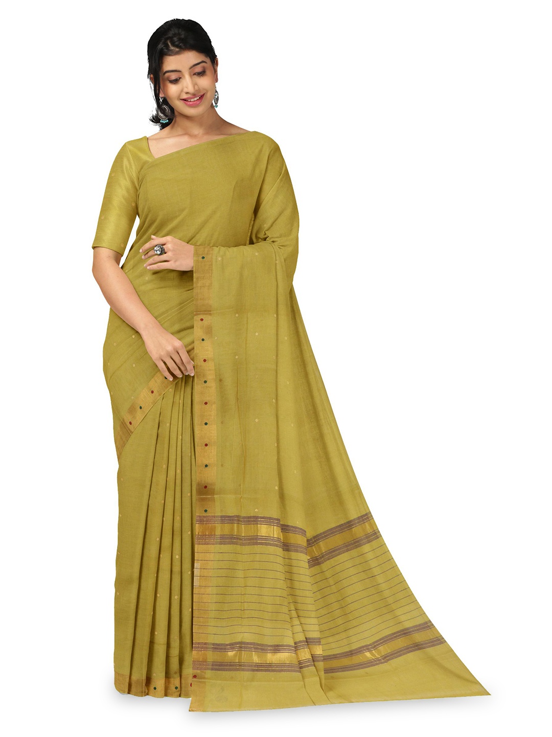 

APCO Women Ethnic Motifs Zari Pure Cotton Venkatgiri Saree, Green