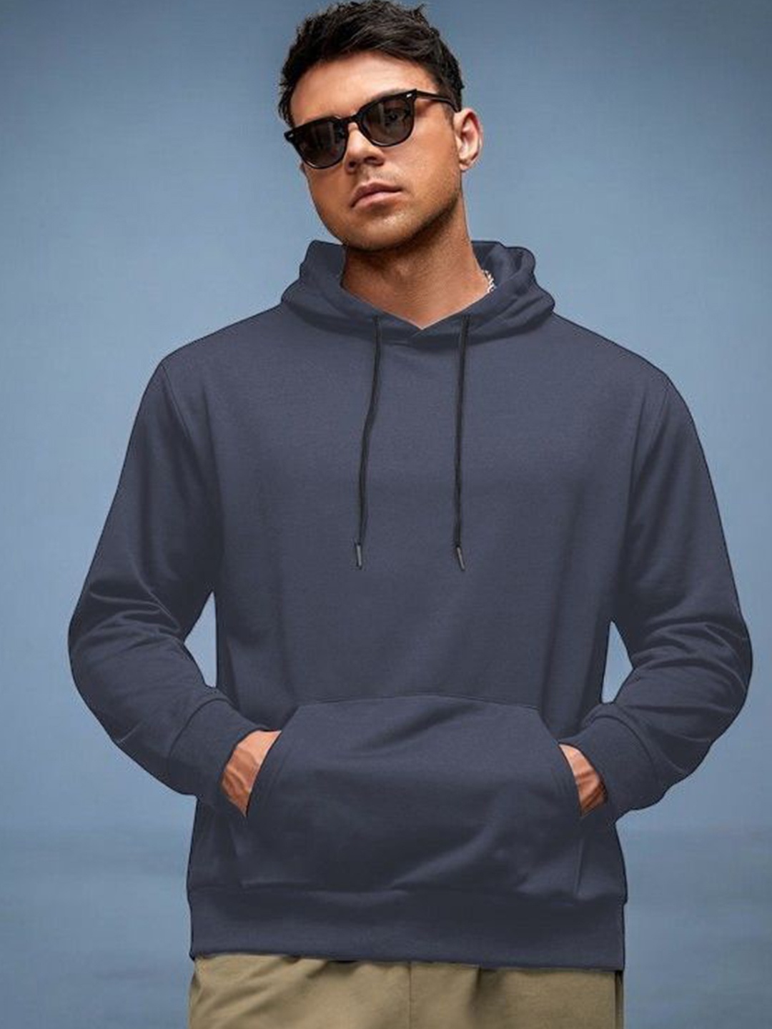 

TABADTOD Men Long Sleeves Hooded Sweatshirt, Navy blue