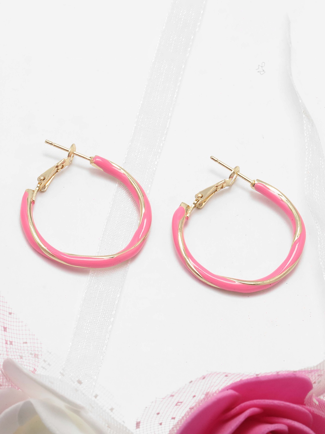 

Maansh Contemporary Hoop Earrings, Pink