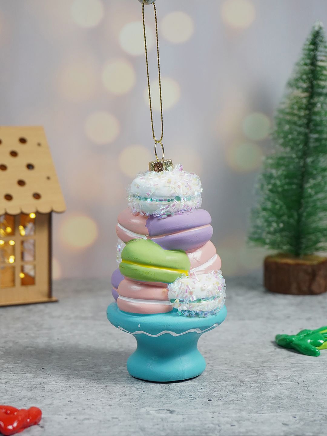 

Little Surprise Box LLP Blue & Pink Glitter Macaroons Stacked With Shimmer Christmas Tree