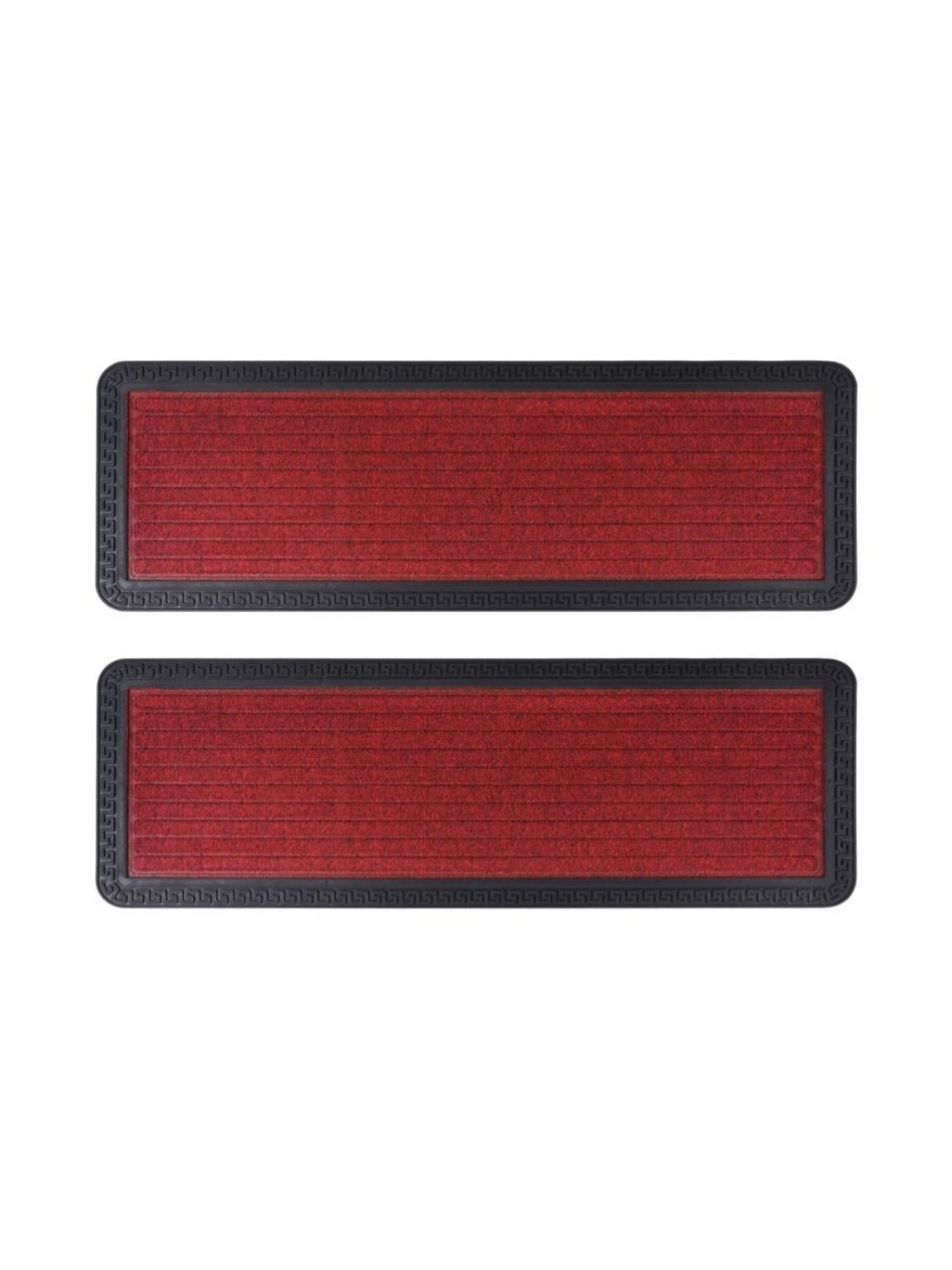 

Black gold 2-Pcs Green & Black Textured Anti Skid Step Mat, Red