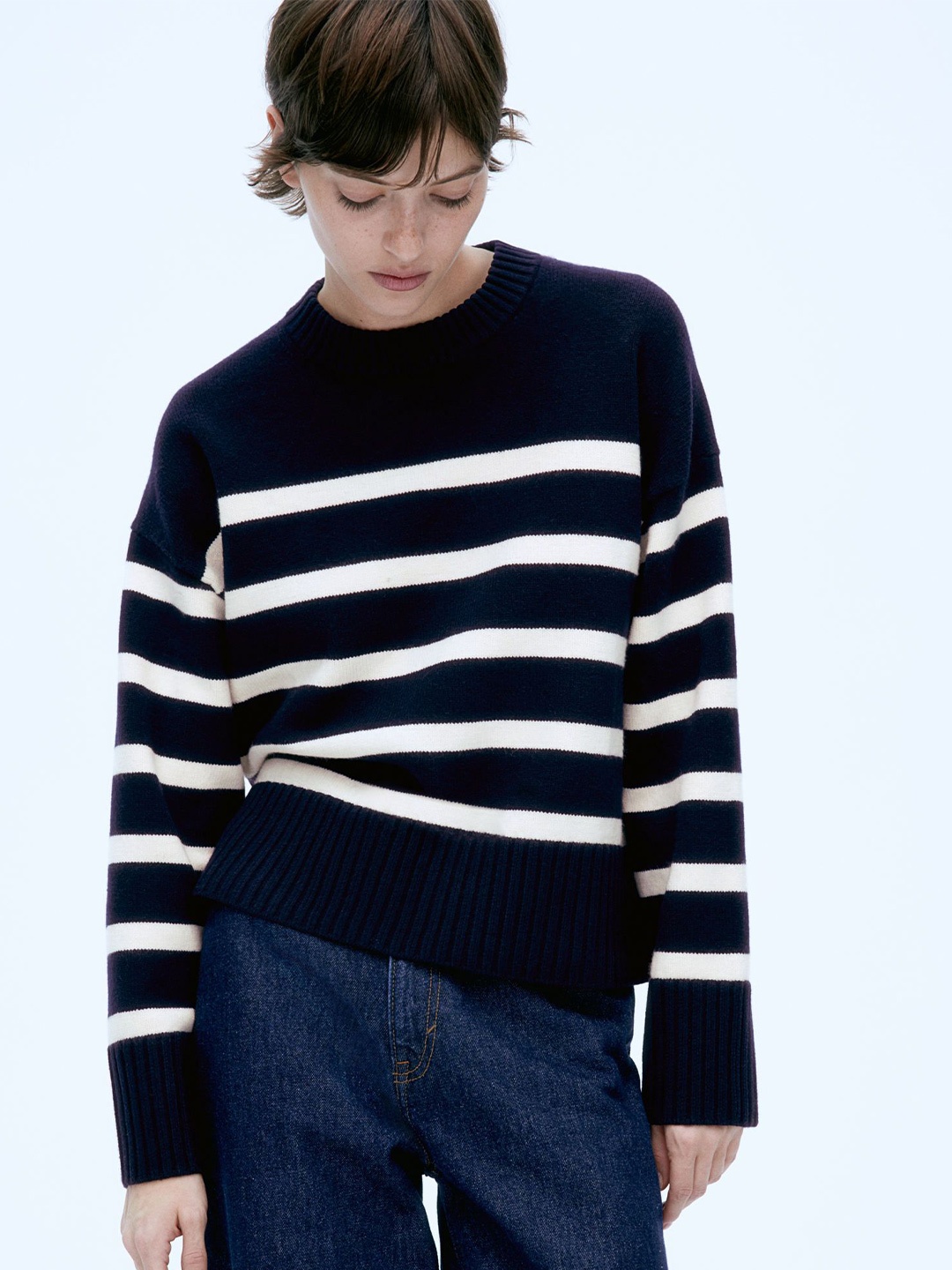 

H&M Fine-Knit Jumper, Navy blue