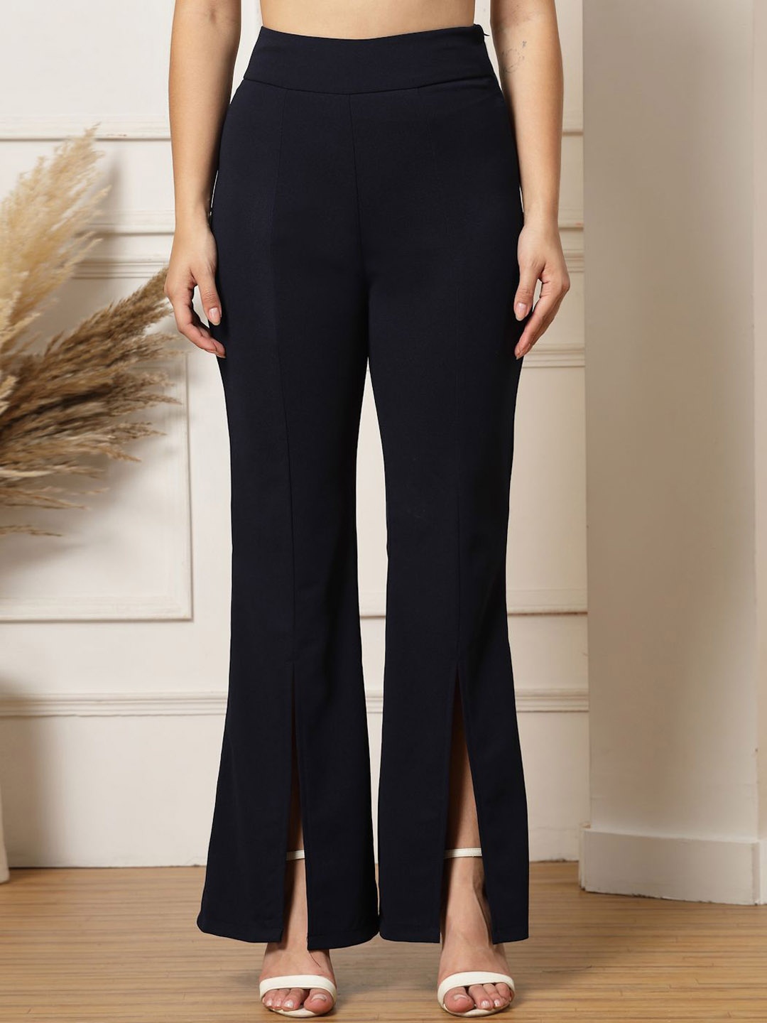 

aayu Women Relaxed High-Rise Trousers, Blue
