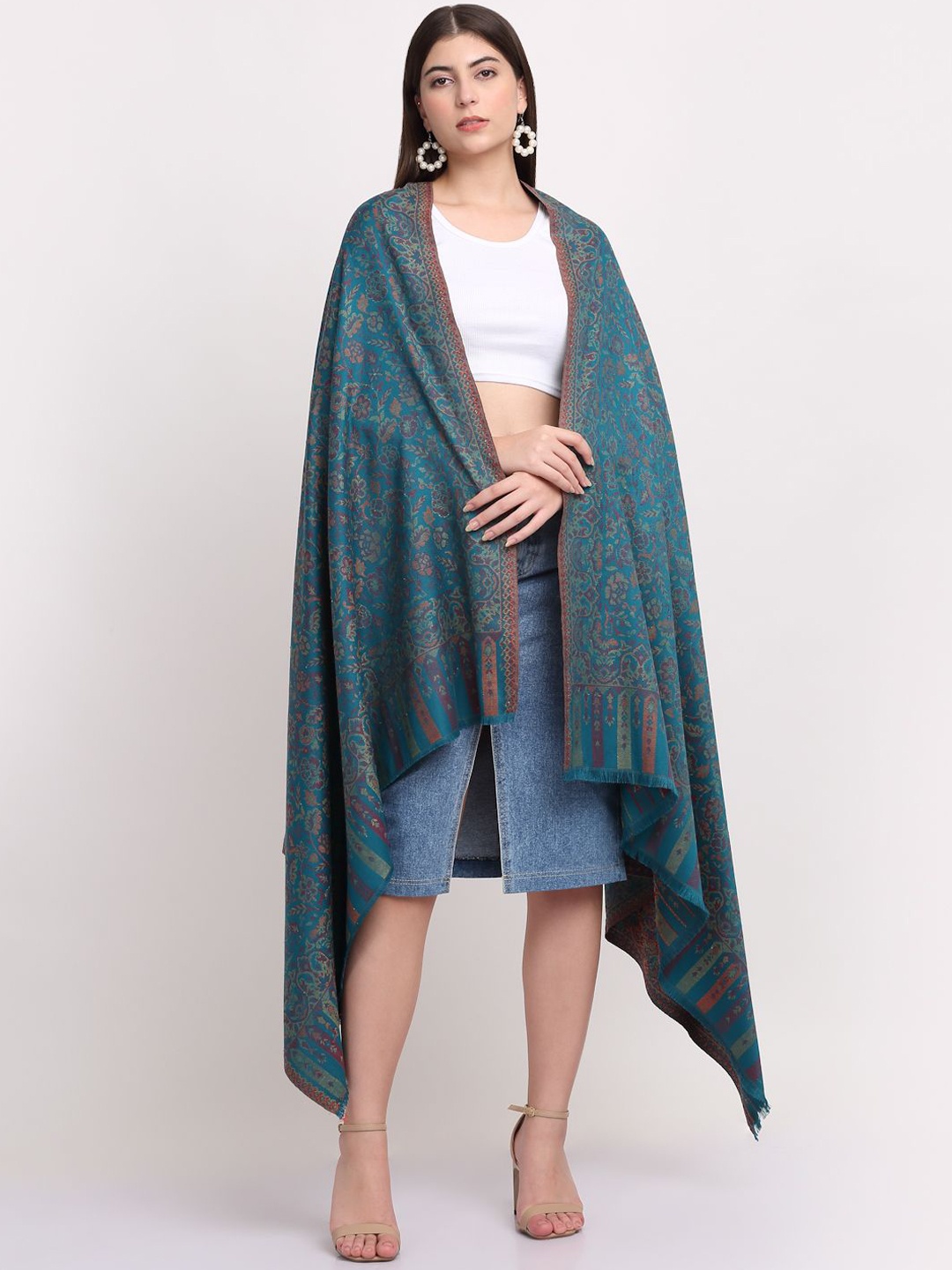 

KRAFT INDIA Women Floral Printed Shawl, Green