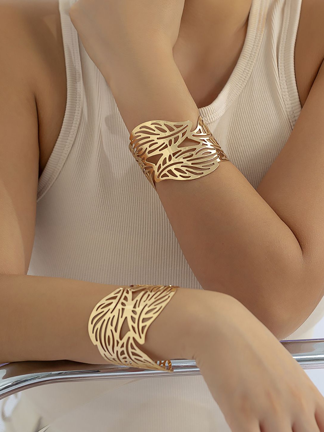 

StyleCast x Revolte Women Handcrafted Gold-Plated Cuff Bracelet