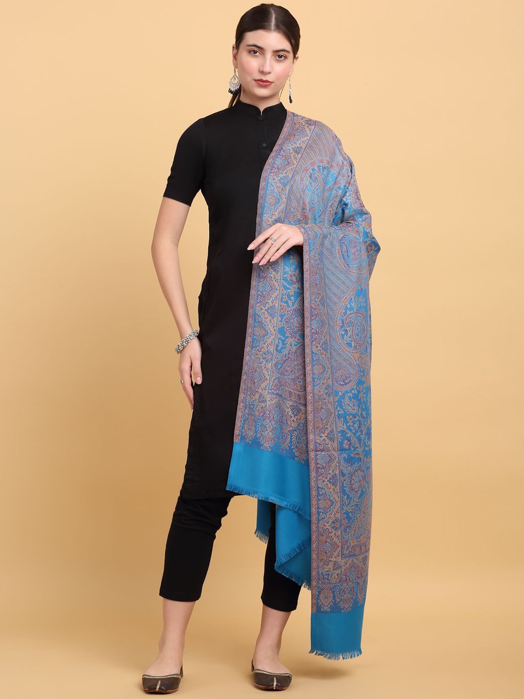 

KRAFT INDIA Women Paisley Printed Shawl, Blue