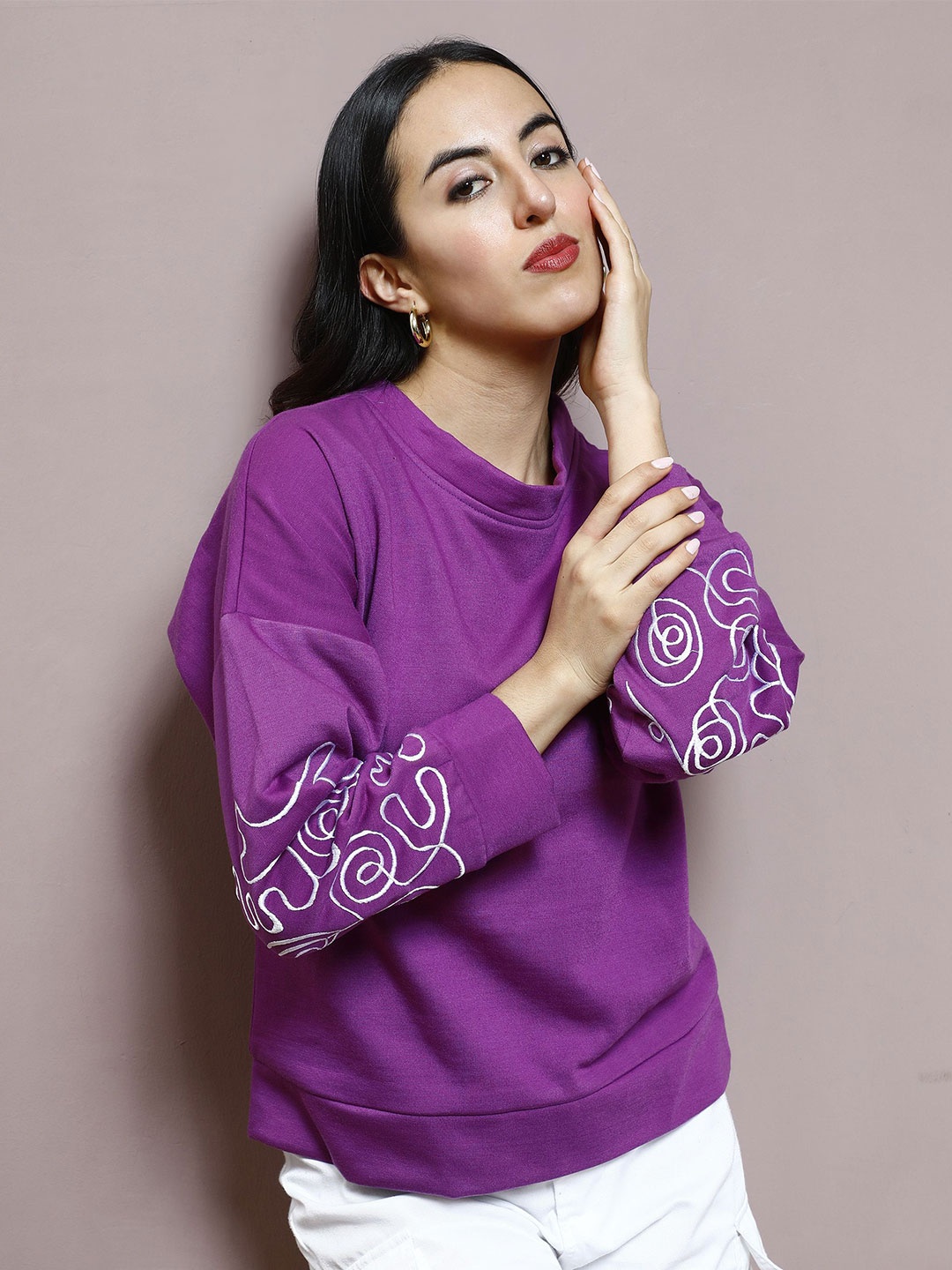 

Athena Women Embroidered Sweatshirt, Purple