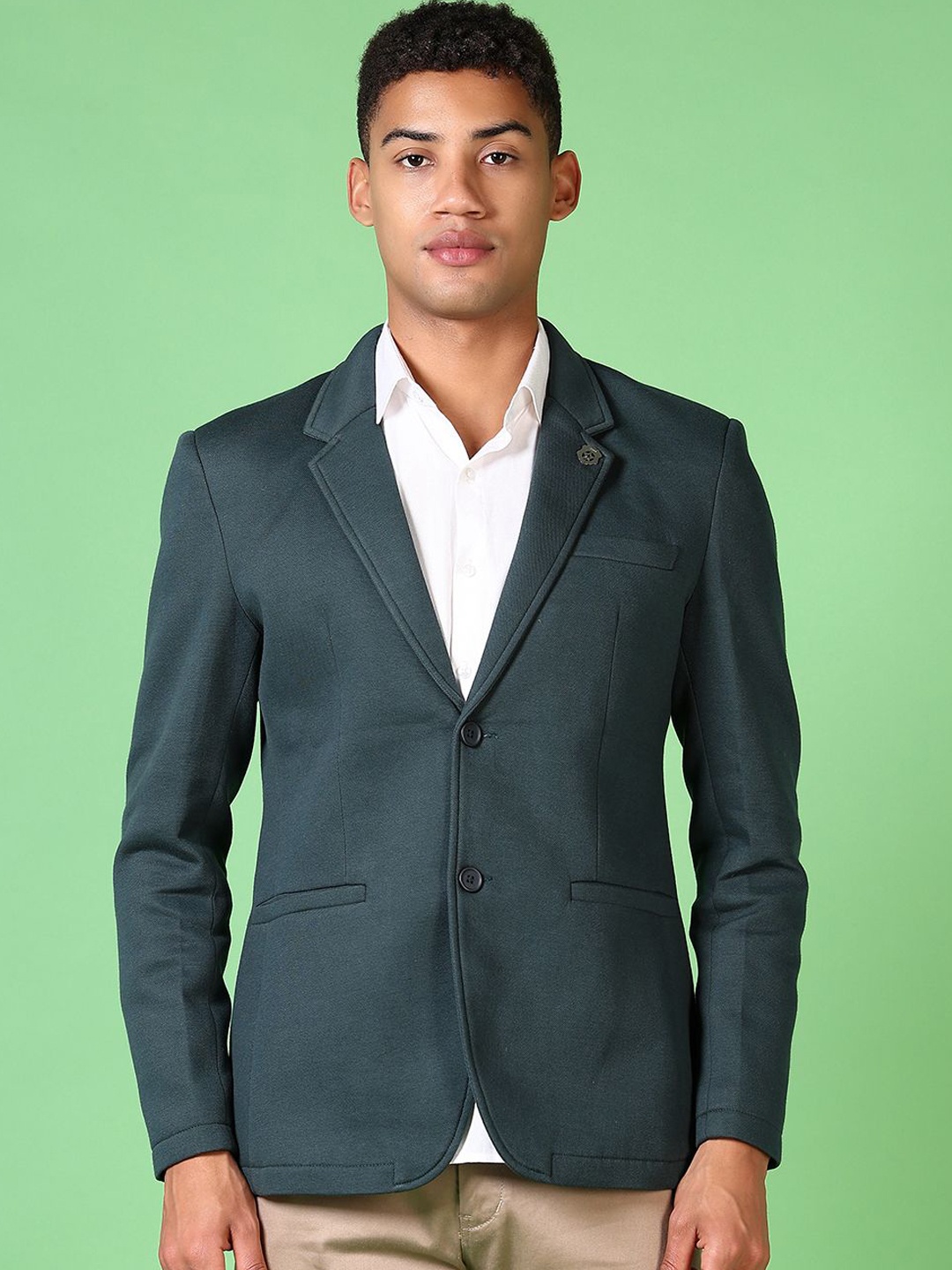 

V-Mart Single-Breasted Casual Blazer, Teal