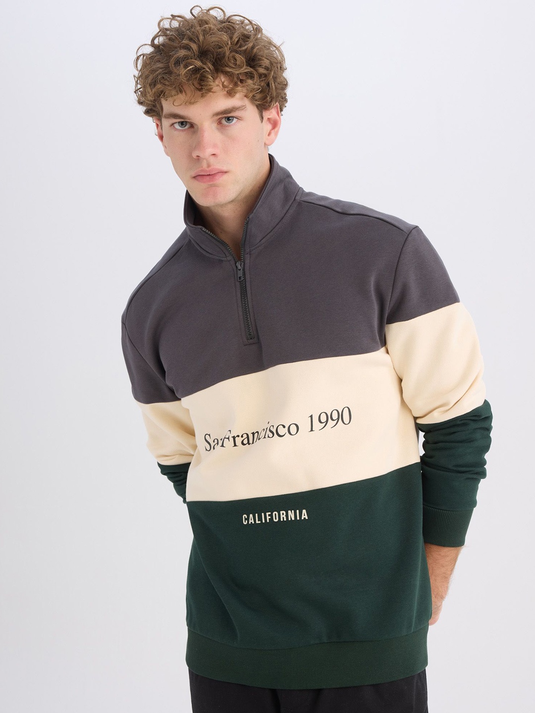 

DeFacto Men Typography Printed Pullover, Green