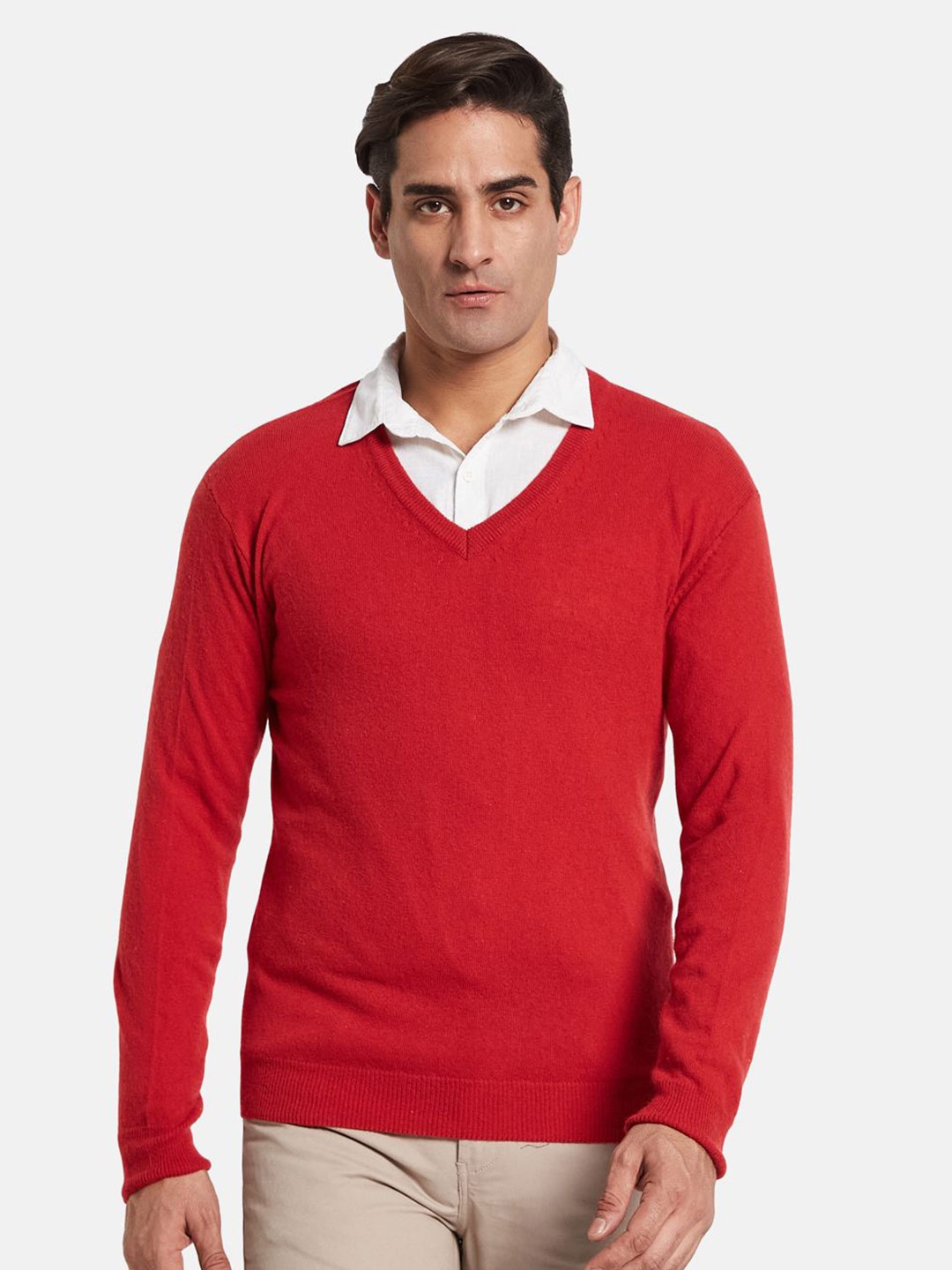 

METTLE Men Woollen Pullover, Red