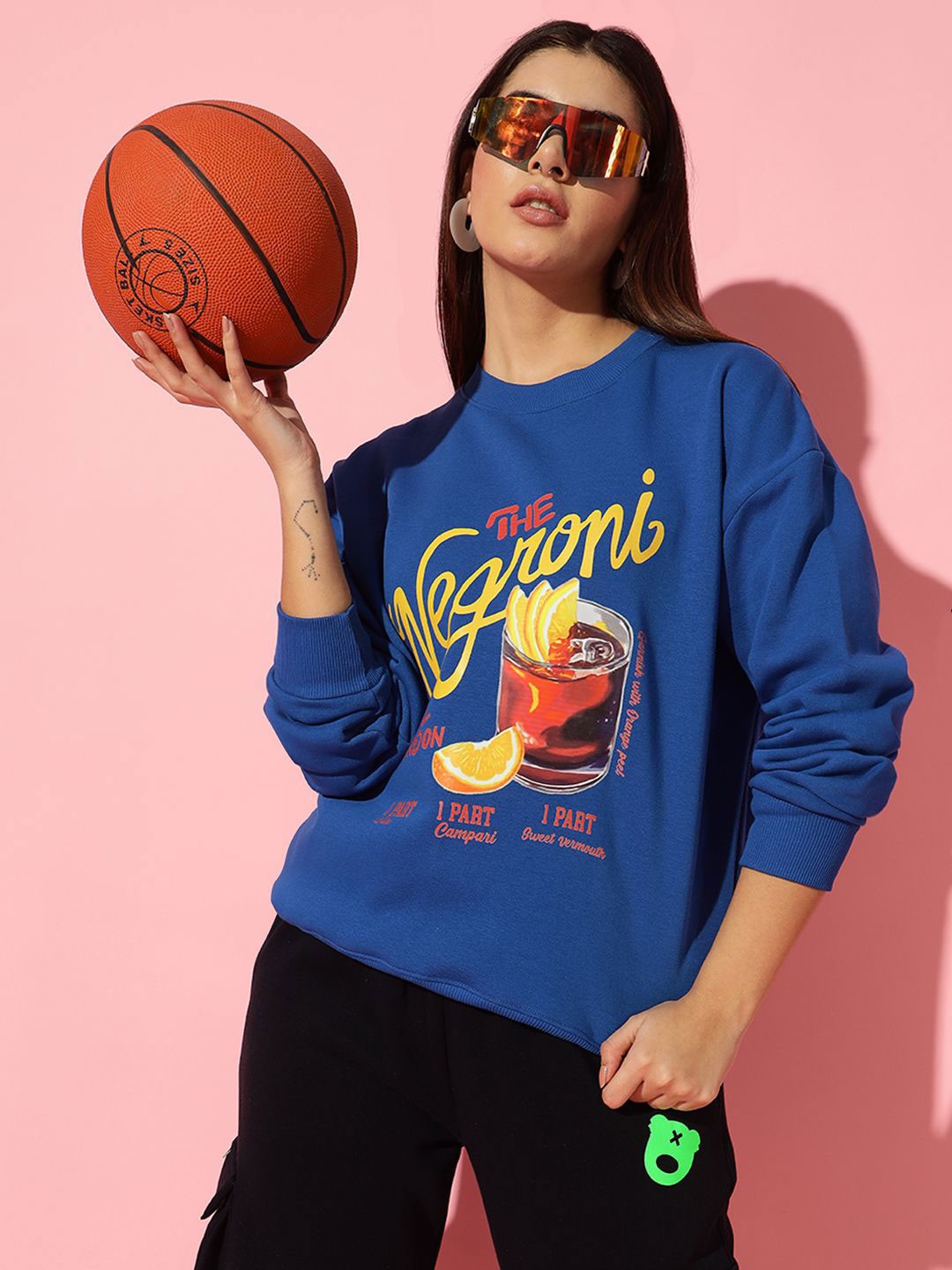 

GRIFFEL Women Graphic Printed Sweatshirt, Blue