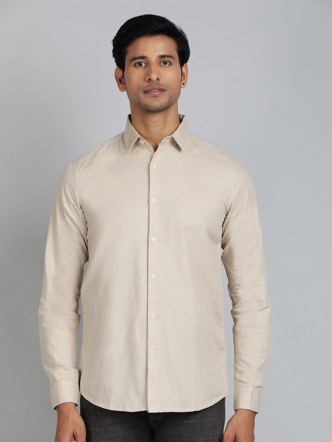 

JADE BLUE Men Slim Fit Opaque Casual Shirt, Beige