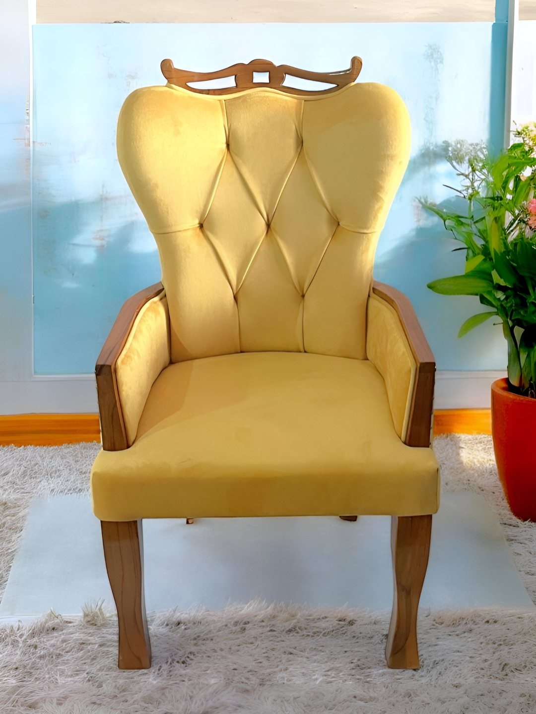 

Ikiriya Yellow Wooded Lounge Chair