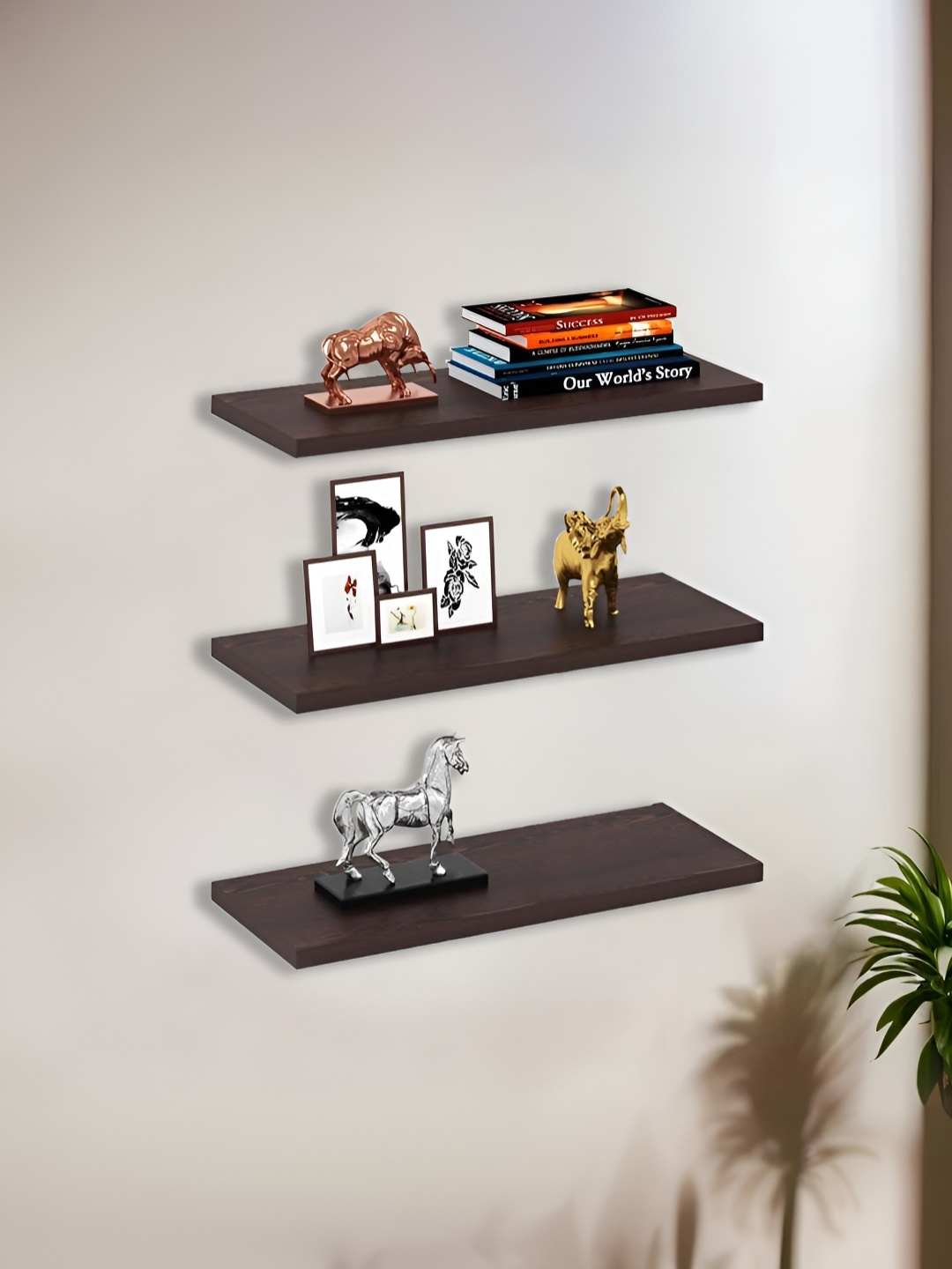 

USHA SHRIRAM Brown Wood Wall Mounted DIY Assembly Book Shelf