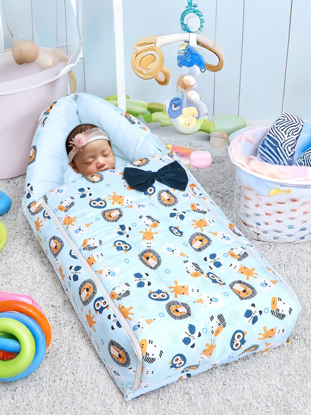 

Polka Tots Infants Blue & Brown Printed Baby Sleeping Bag