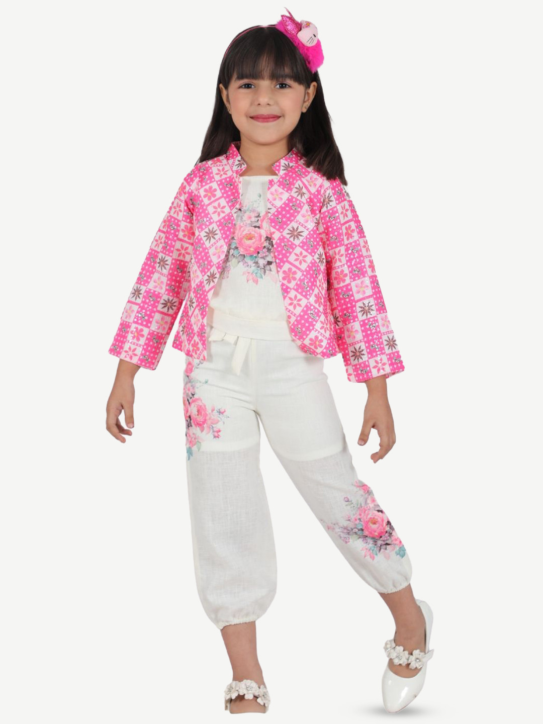 

Little Dolly Floral Pinafore Midi Dress, Pink