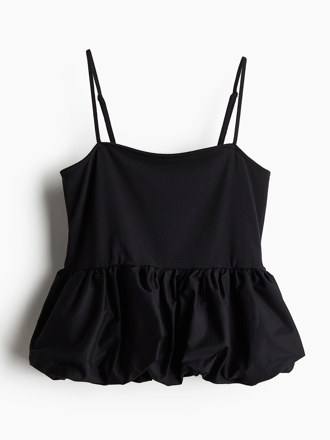 

H&M Bubble-Hem Strappy Top, Black